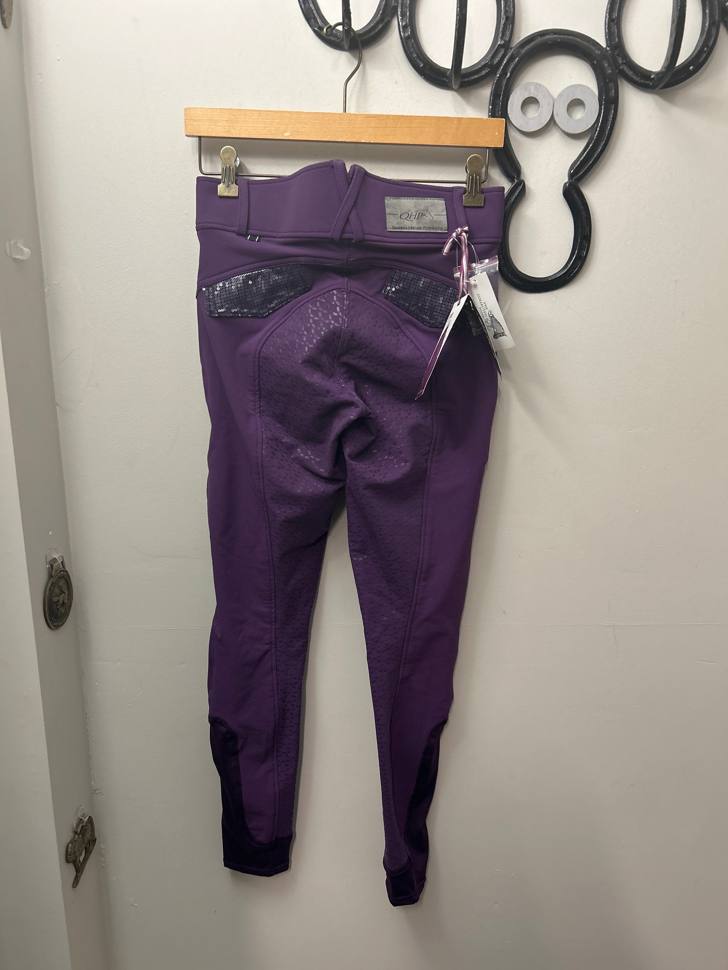QHP Fullseat Breeches Purple Small-Apparel-Consignment-Evolution Equestrian Co.