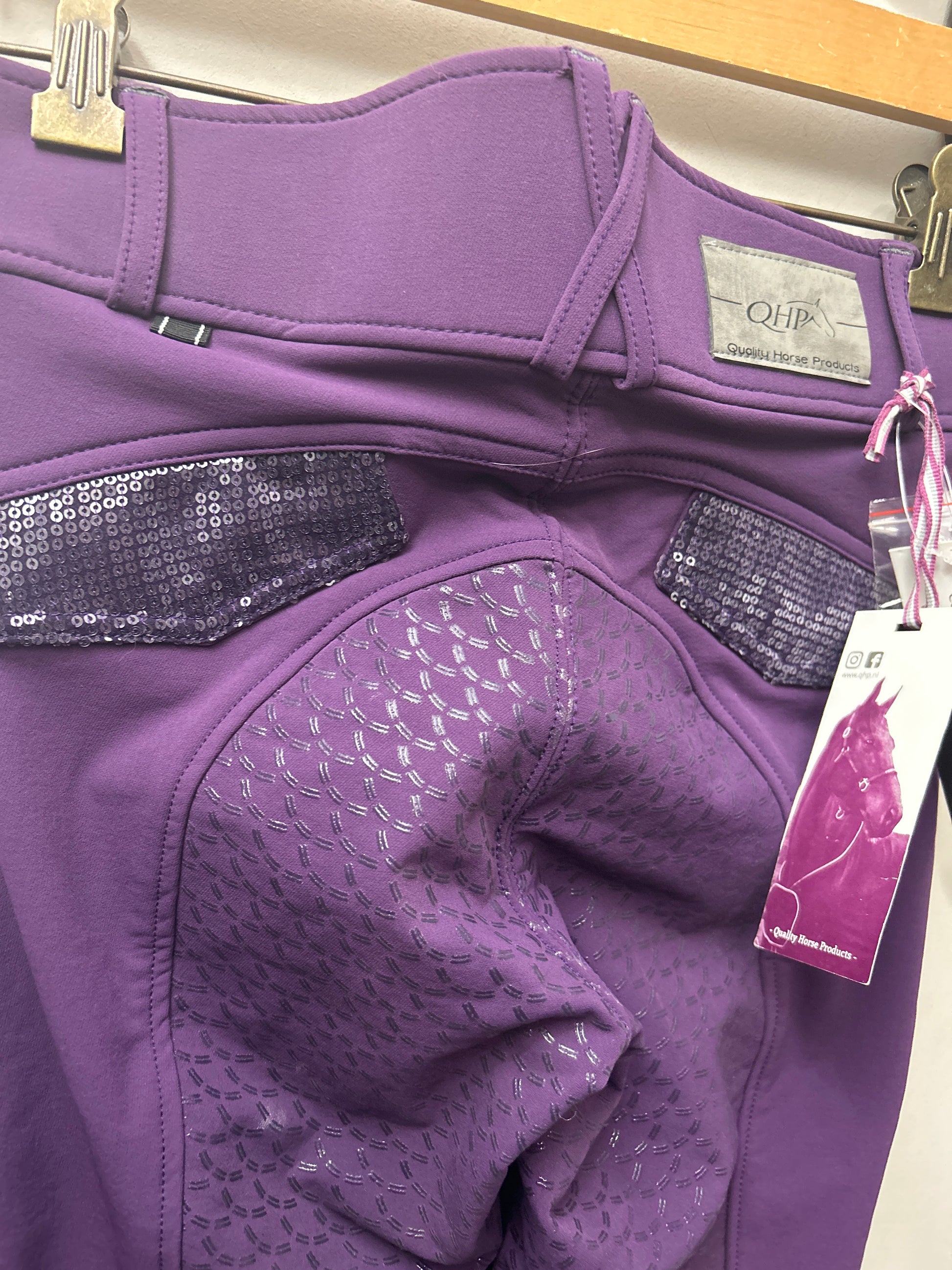 QHP Fullseat Breeches Purple Small-Apparel-Consignment-Evolution Equestrian Co.