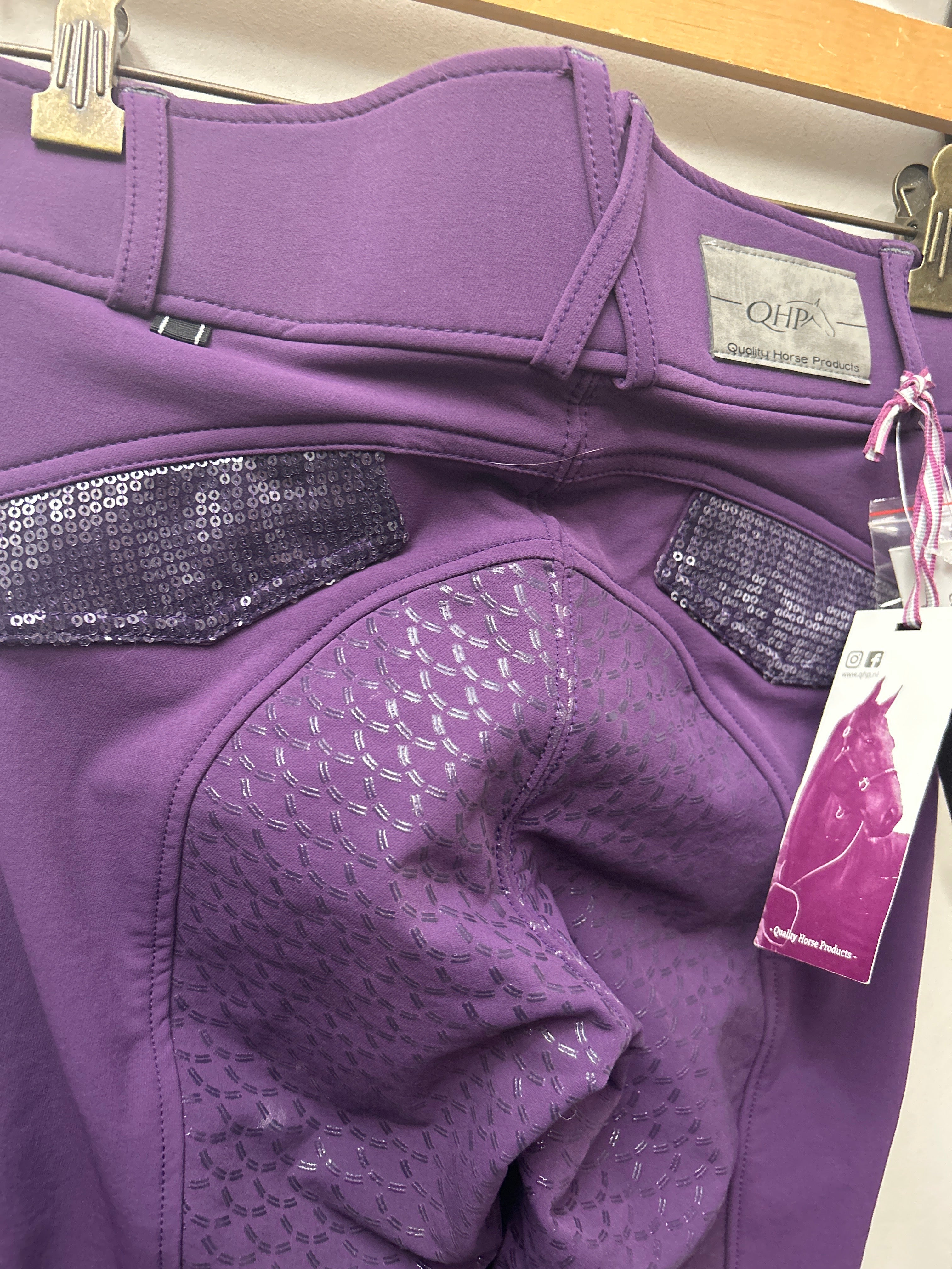 QHP Fullseat Breeches Purple Small-Apparel-Consignment-Evolution Equestrian Co.