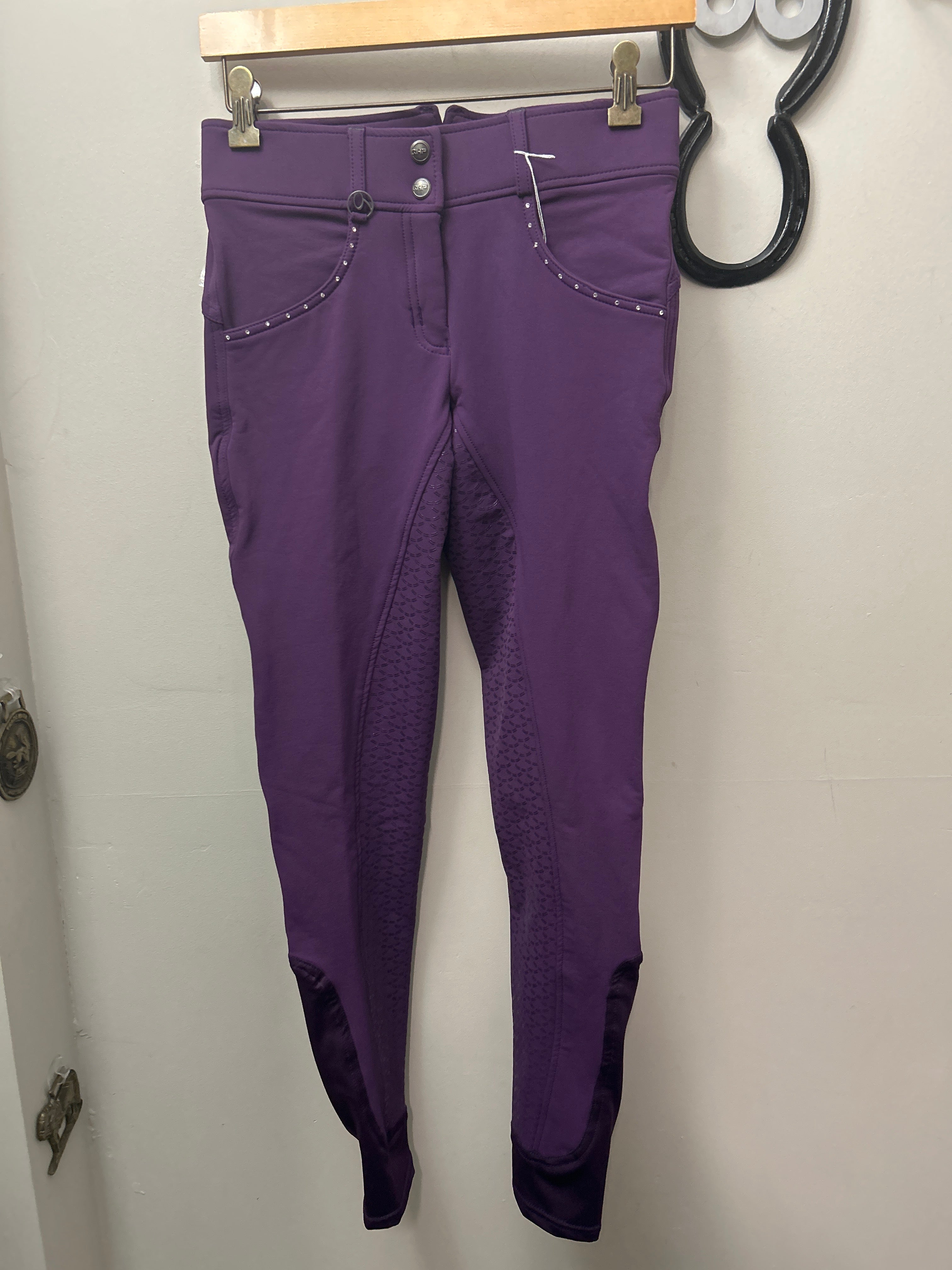 QHP Fullseat Breeches Purple Small-Apparel-Consignment-Evolution Equestrian Co.