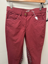 Load image into Gallery viewer, QJRW Burgundy Breeches Small-Breeches-Consignment-Evolution Equestrian Co.
