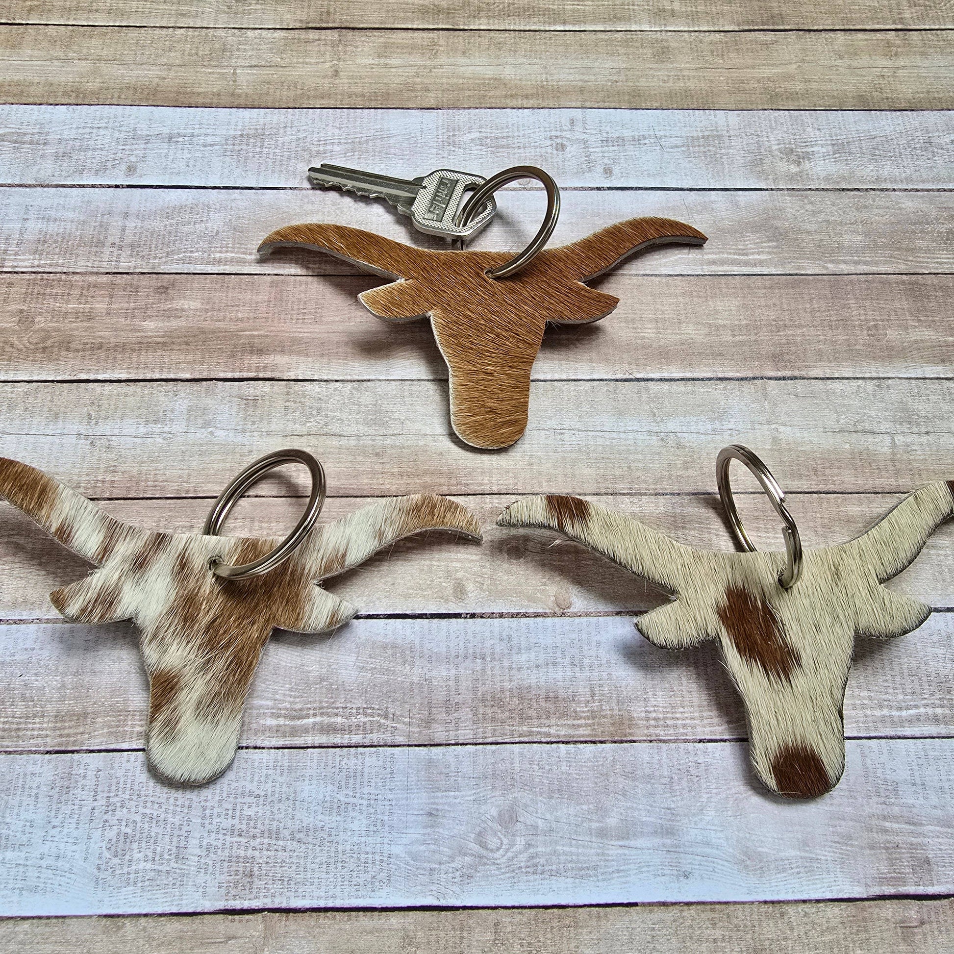 Ranchers Closet Cowhide Bull Keychain-Key Chains-Ranchers Closet-Evolution Equestrian Co.