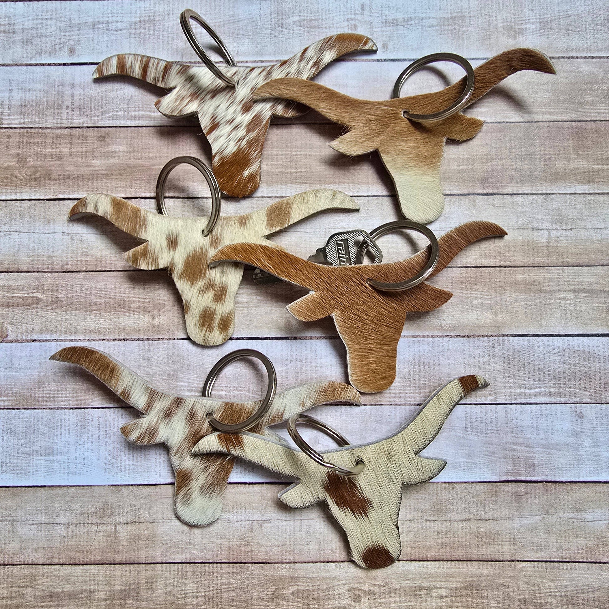 Ranchers Closet Cowhide Bull Keychain-Key Chains-Ranchers Closet-Evolution Equestrian Co.
