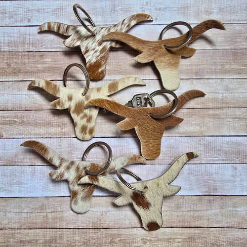 Ranchers Closet Cowhide Bull Keychain-Key Chains-Ranchers Closet-Evolution Equestrian Co.