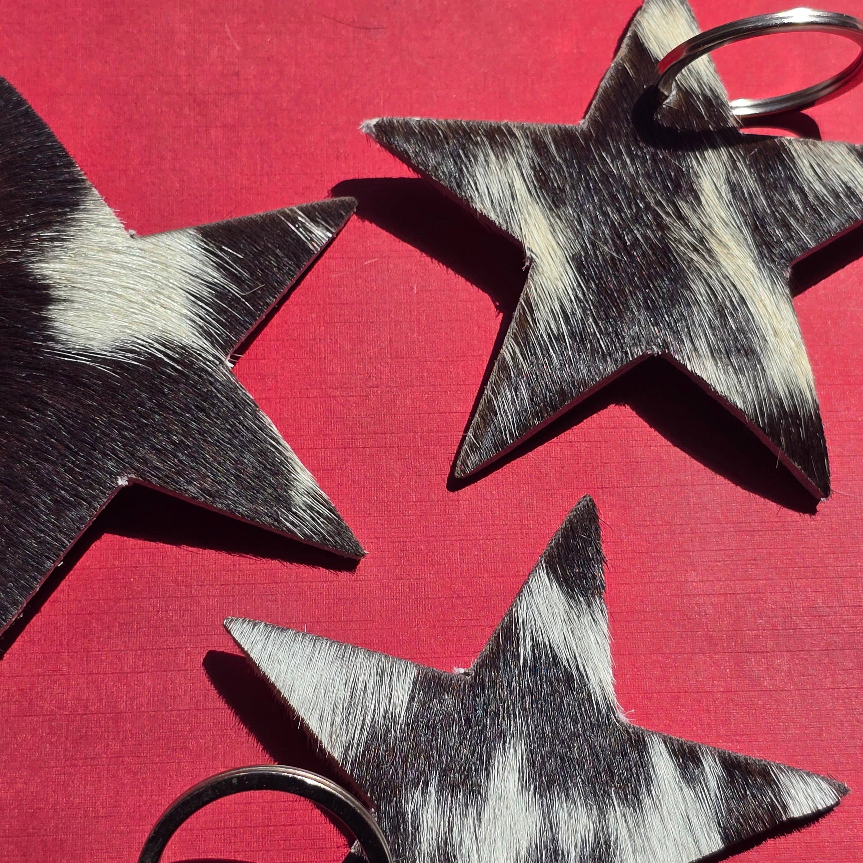 Rancher’s Closet Cowhide Star Keychain-Key Chains-Ranchers Closet-Evolution Equestrian Co.