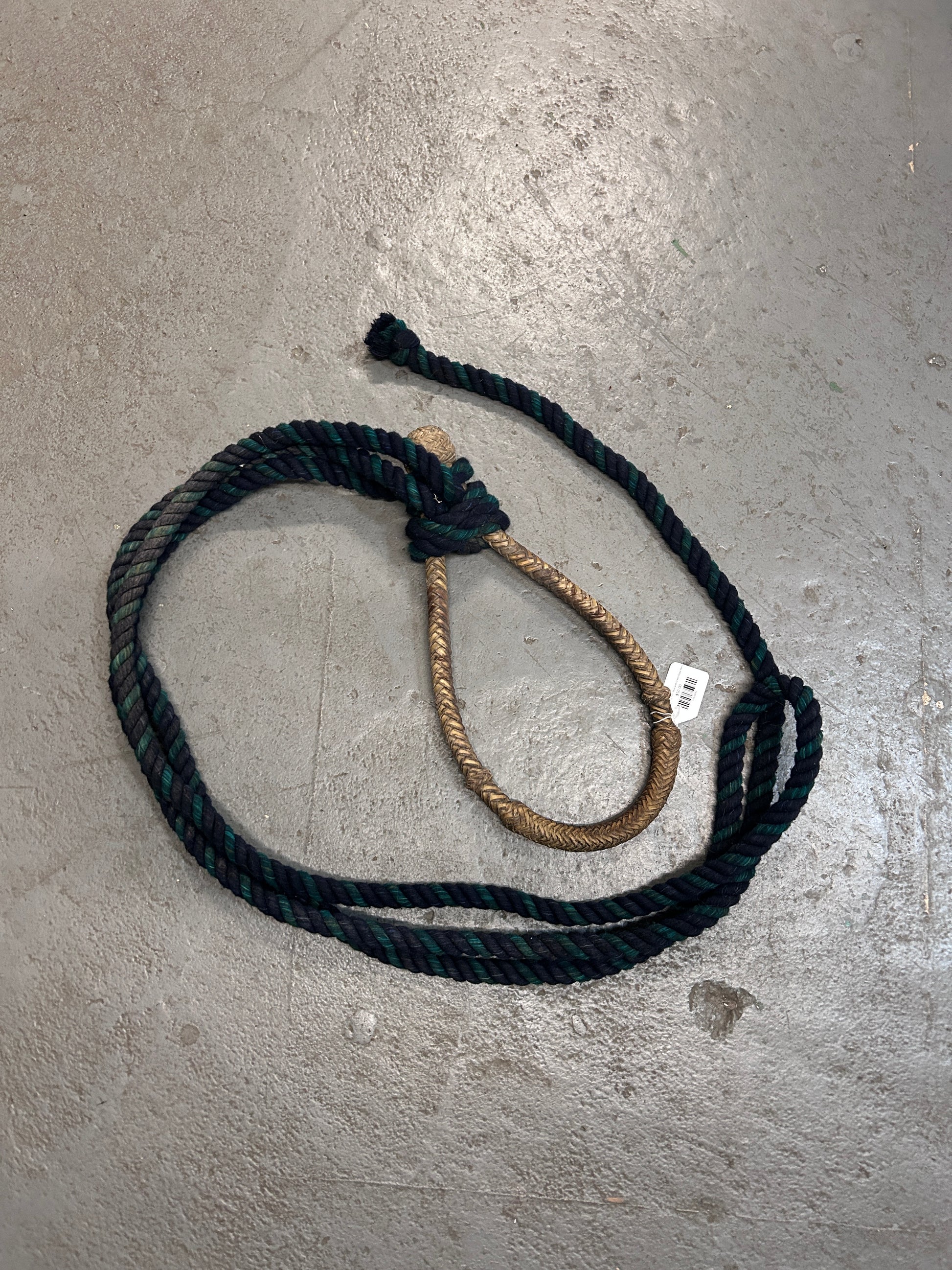 Rawhide Bosal with Blue and Green Rope Reins-Bitless Bridle-Consignment-Evolution Equestrian Co.