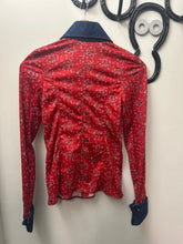 Load image into Gallery viewer, Red Floral and Demin Western Shirt Ladies Small-Riding Shirts-Consignment-Evolution Equestrian Co.
