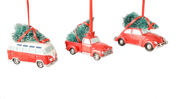 Retro Red Car Ornaments-Christmas-Can Pro Equestrian Supply-VW Van-Evolution Equestrian Co.