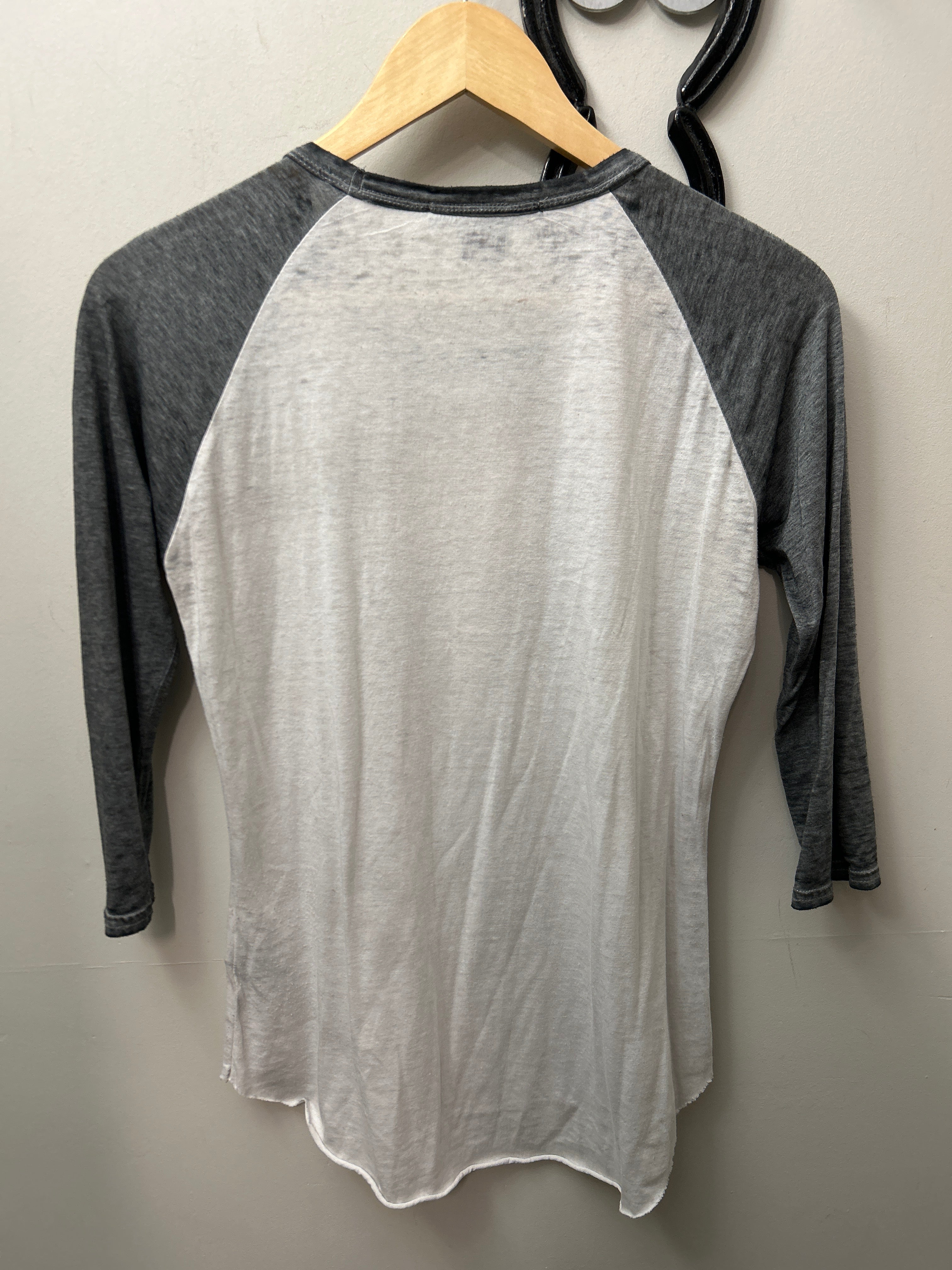 Rock & Roll Cowgirl Shirt Grey with Skull Medium-Western Shirt-Consignment-Evolution Equestrian Co.