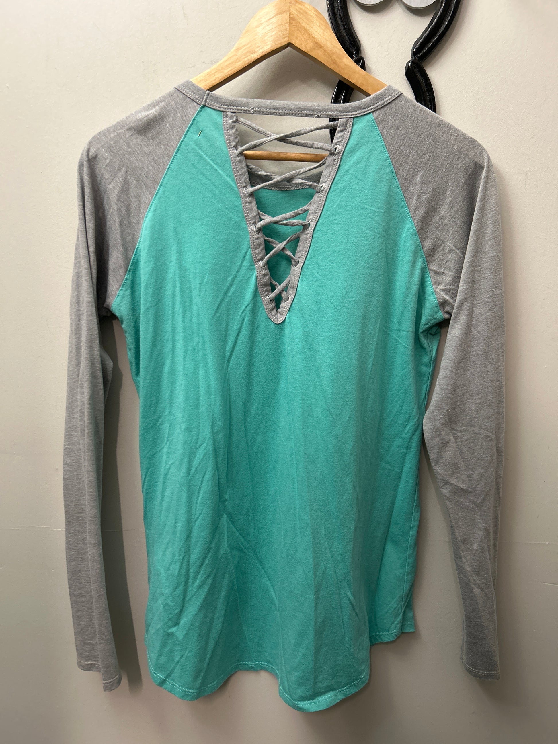 Rock & Roll Cowgirl Shirt Turquoise Medium-Western Shirt-Consignment-Evolution Equestrian Co.