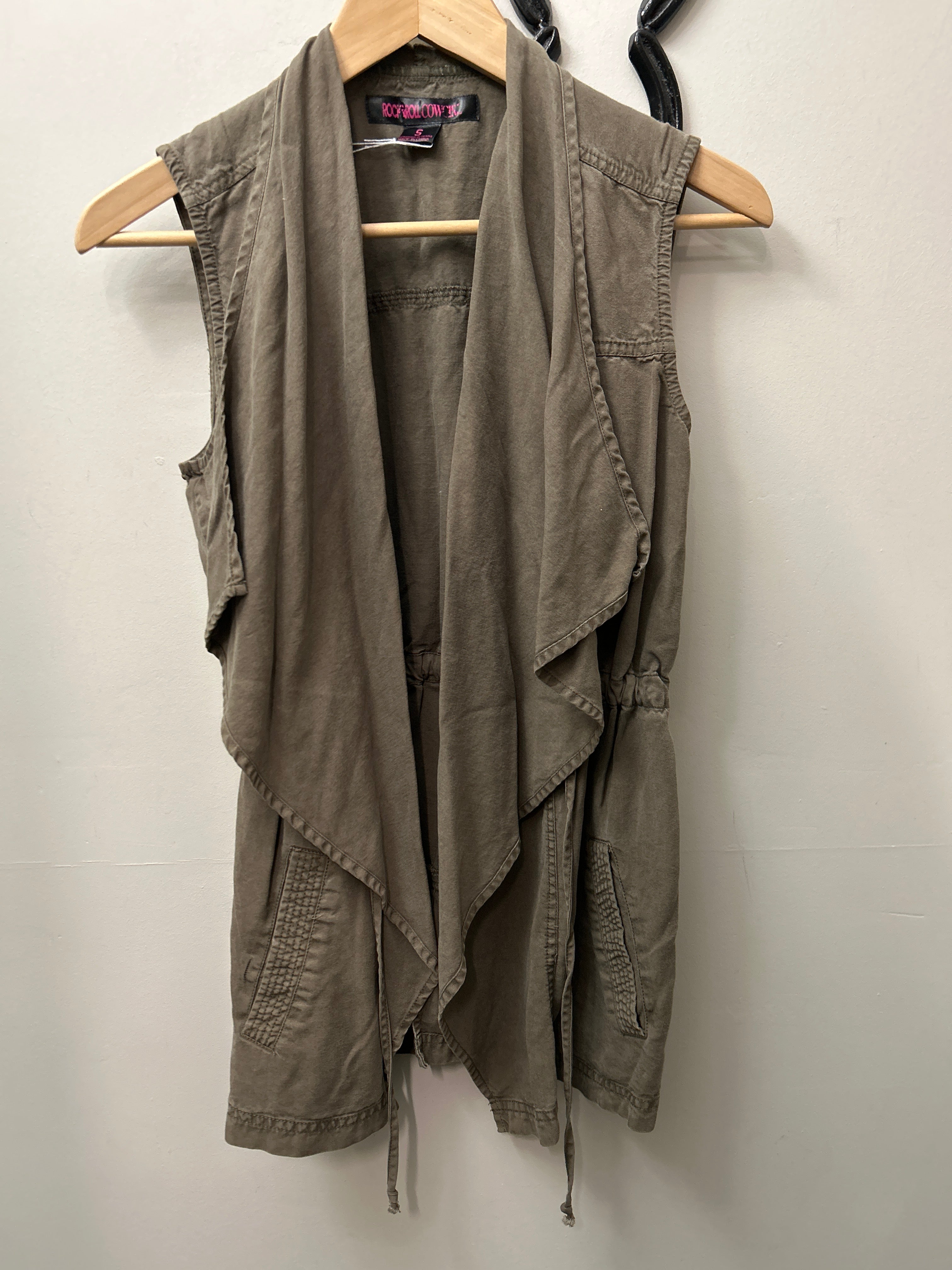 Rock and Roll Cowgirl Army Green Vest Small-Riding Shirts-Consignment-Evolution Equestrian Co.