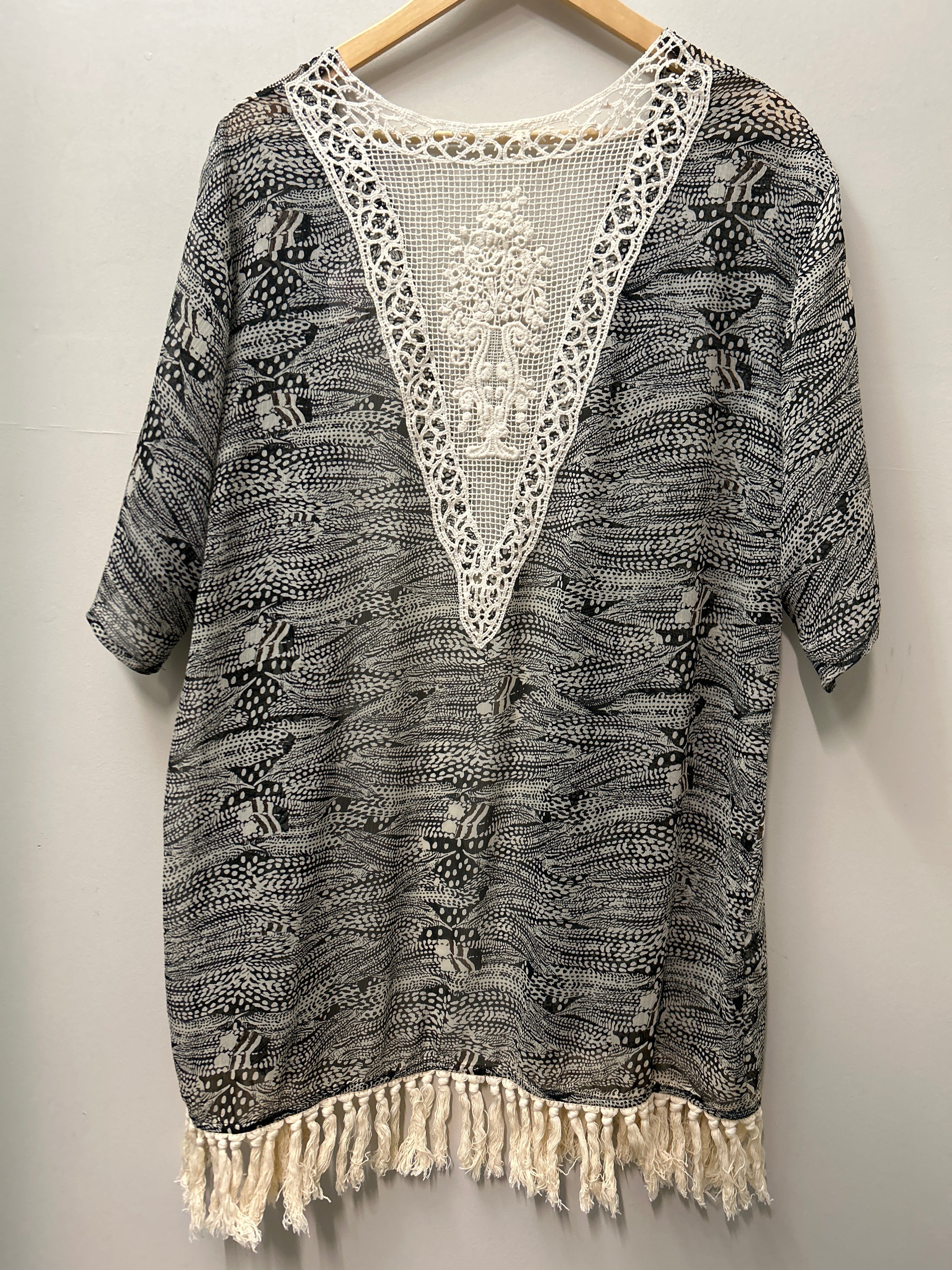 Rock and Roll Cowgirl Sheer Kimono Cardigan-Riding Shirts-Consignment-Evolution Equestrian Co.