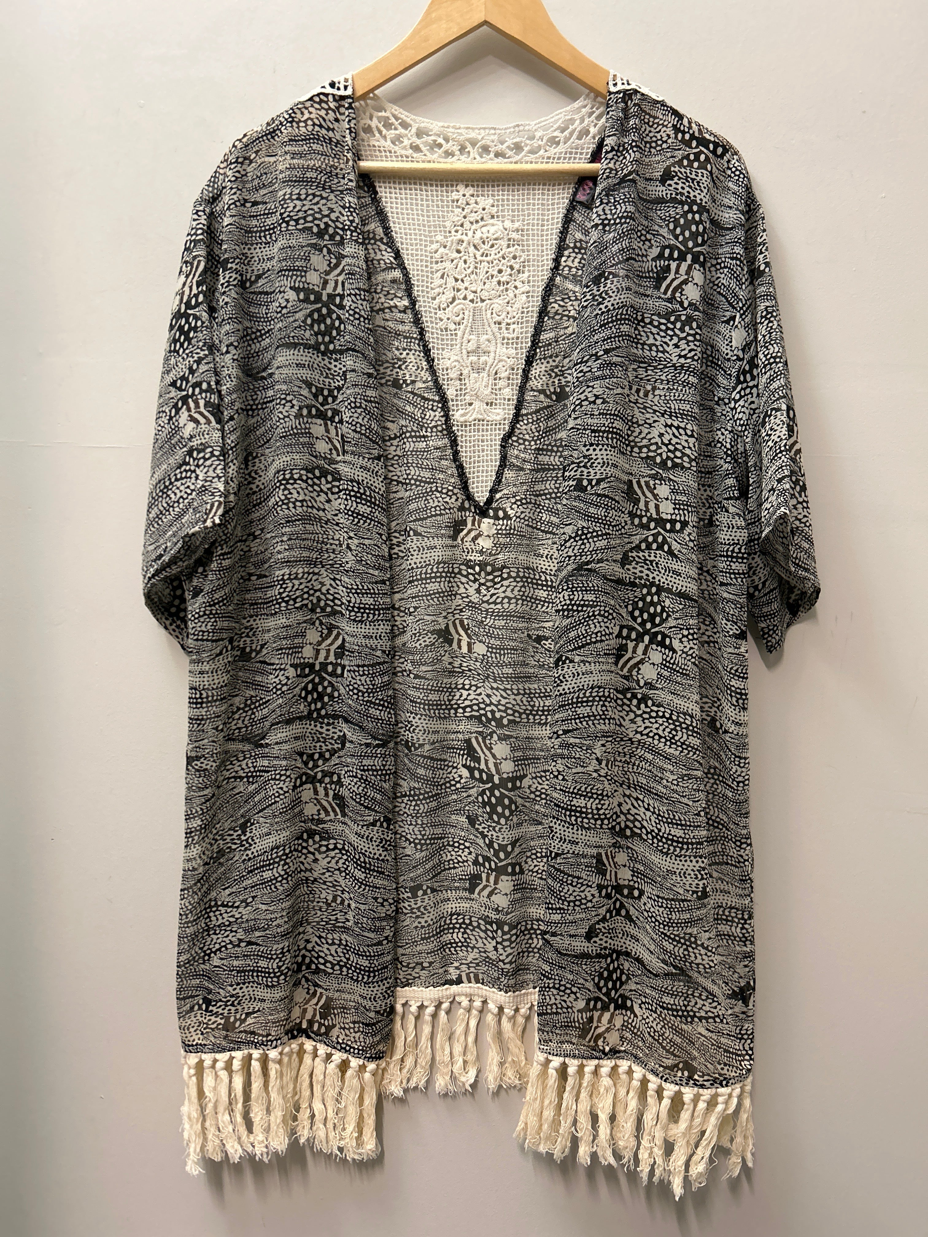 Rock and Roll Cowgirl Sheer Kimono Cardigan-Riding Shirts-Consignment-Evolution Equestrian Co.