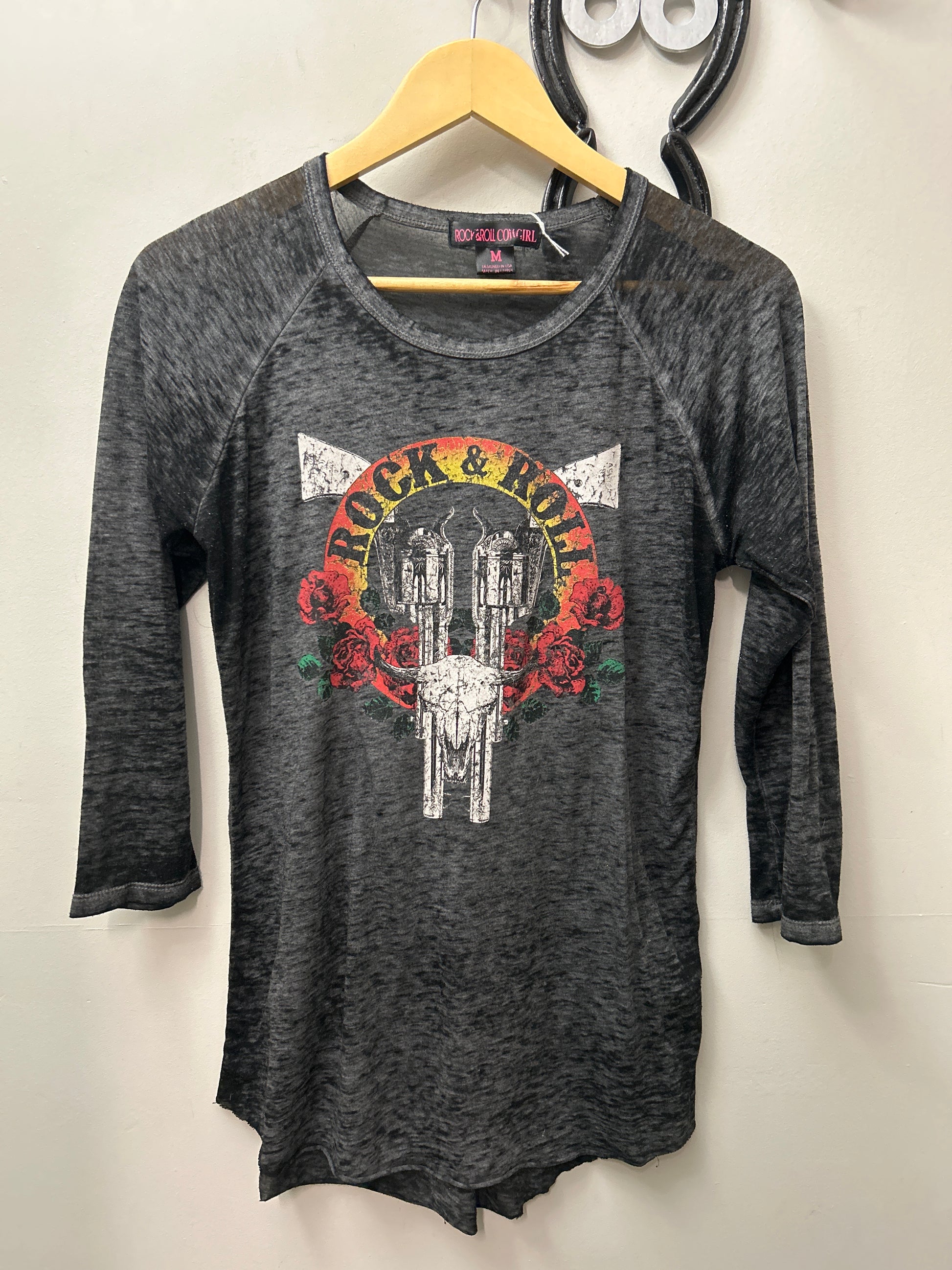 Rock and Roll Cowgirl Shotgun Shirt Medium-Riding Shirts-Consignment-Evolution Equestrian Co.