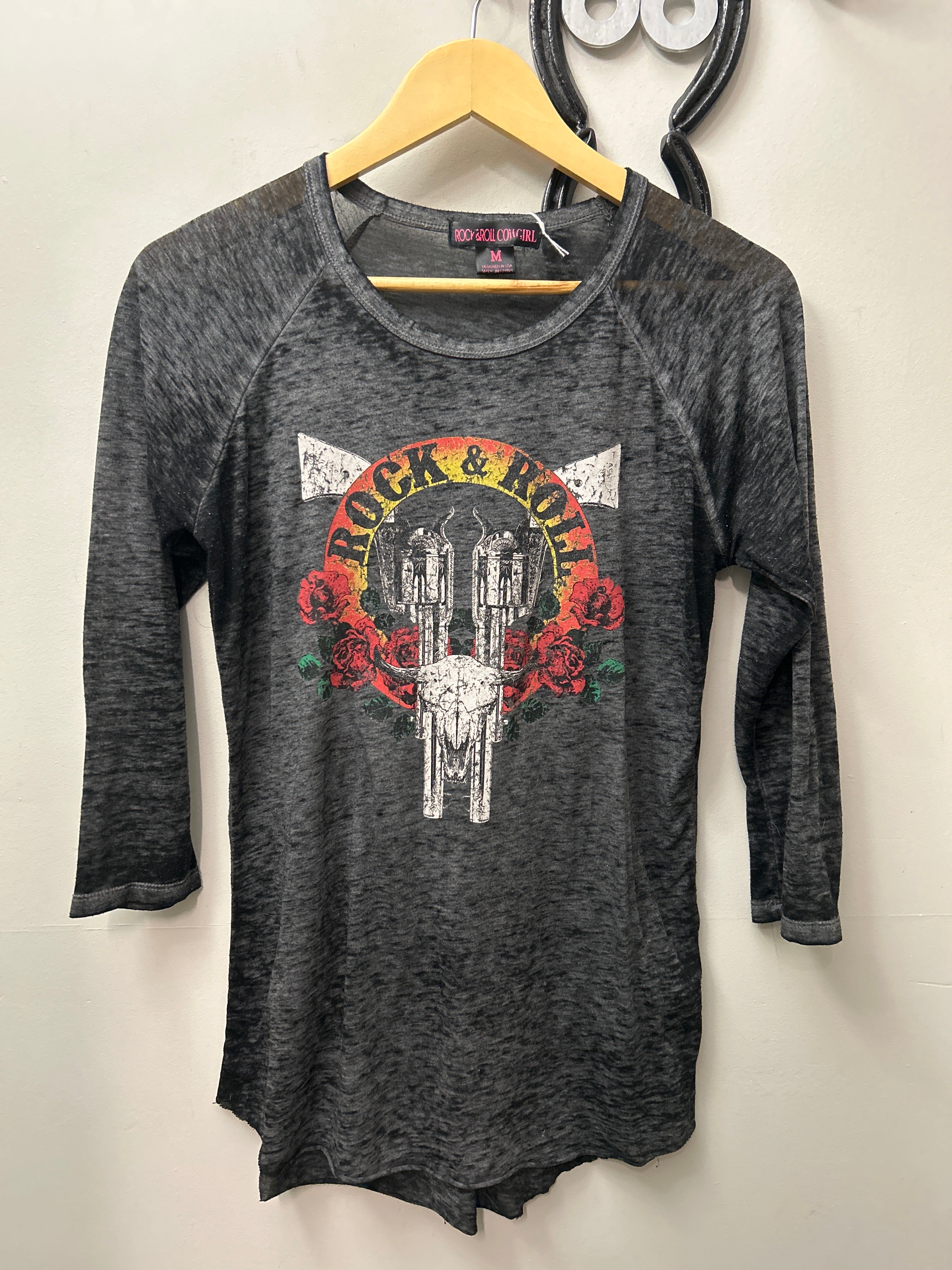 Rock and Roll Cowgirl Shotgun Shirt Medium-Riding Shirts-Consignment-Evolution Equestrian Co.