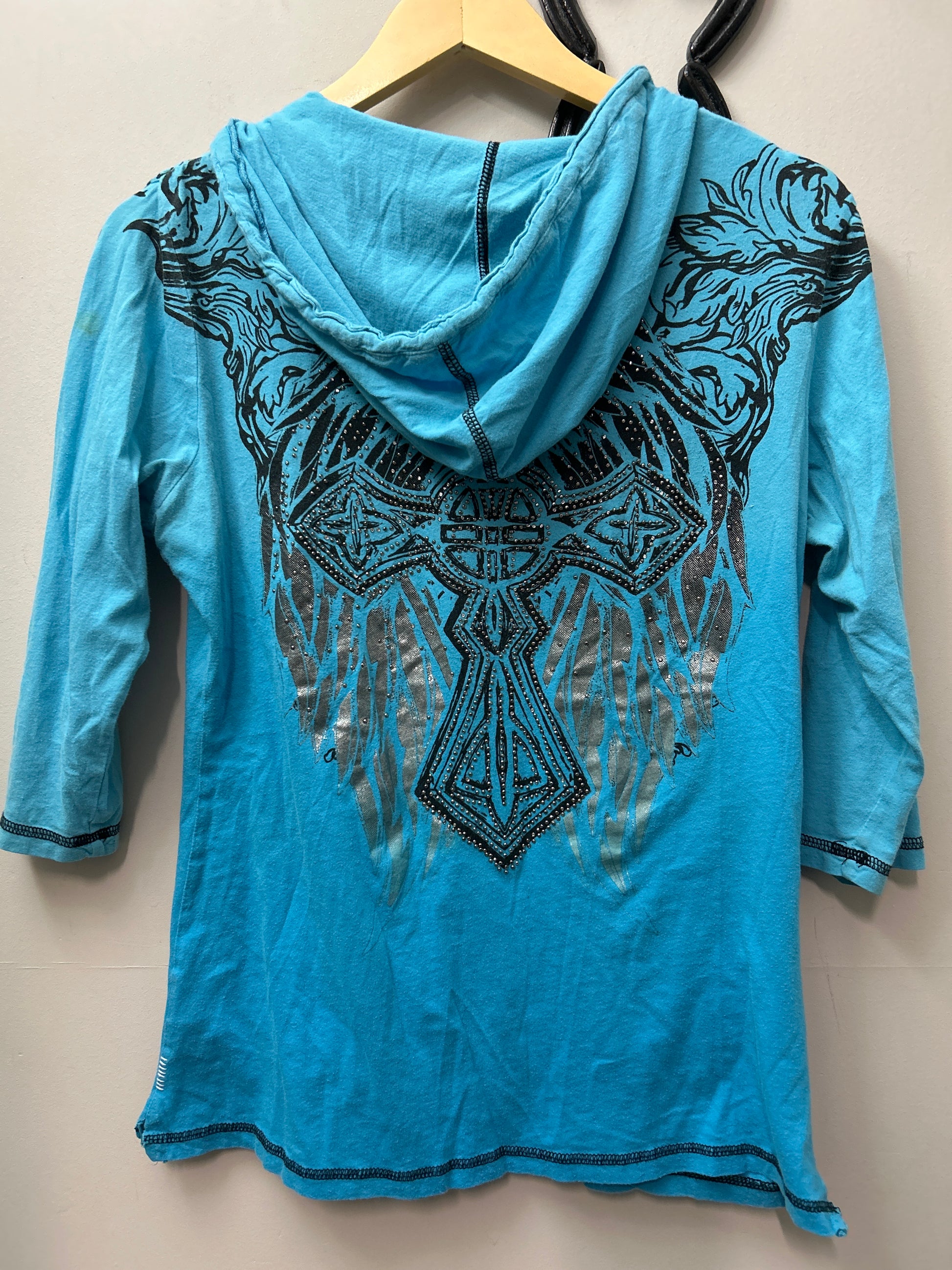 Rock and Roll Cowgirl Turquoise Shirt-Riding Shirts-Consignment-Evolution Equestrian Co.