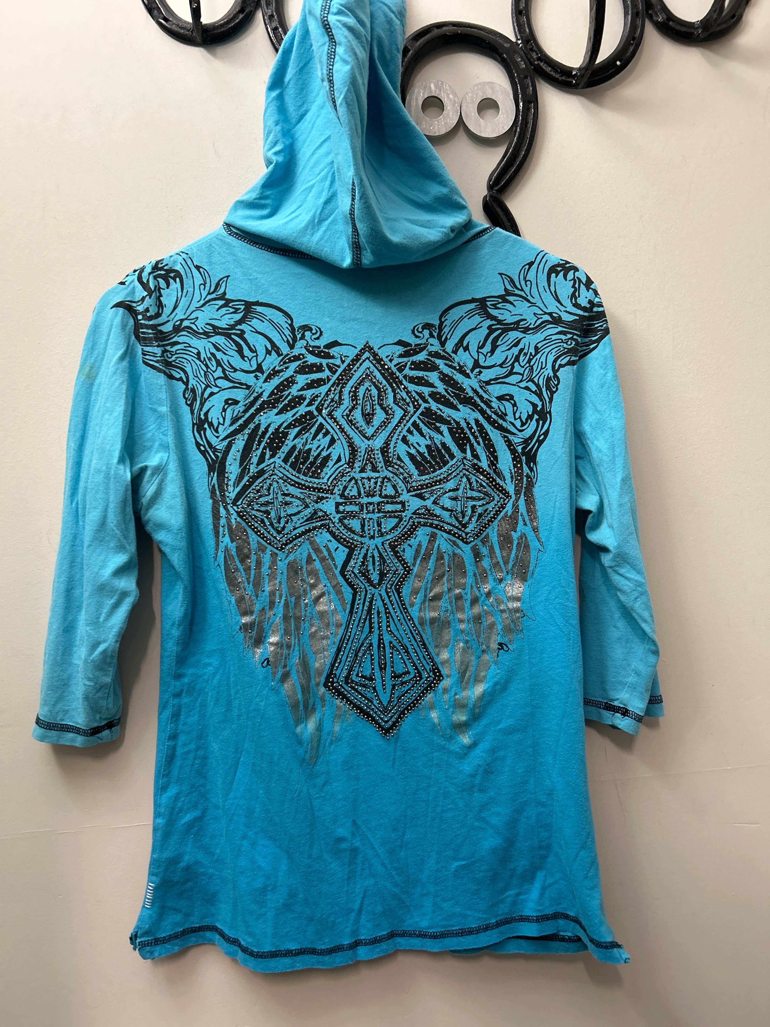 Rock and Roll Cowgirl Turquoise Shirt-Riding Shirts-Consignment-Evolution Equestrian Co.