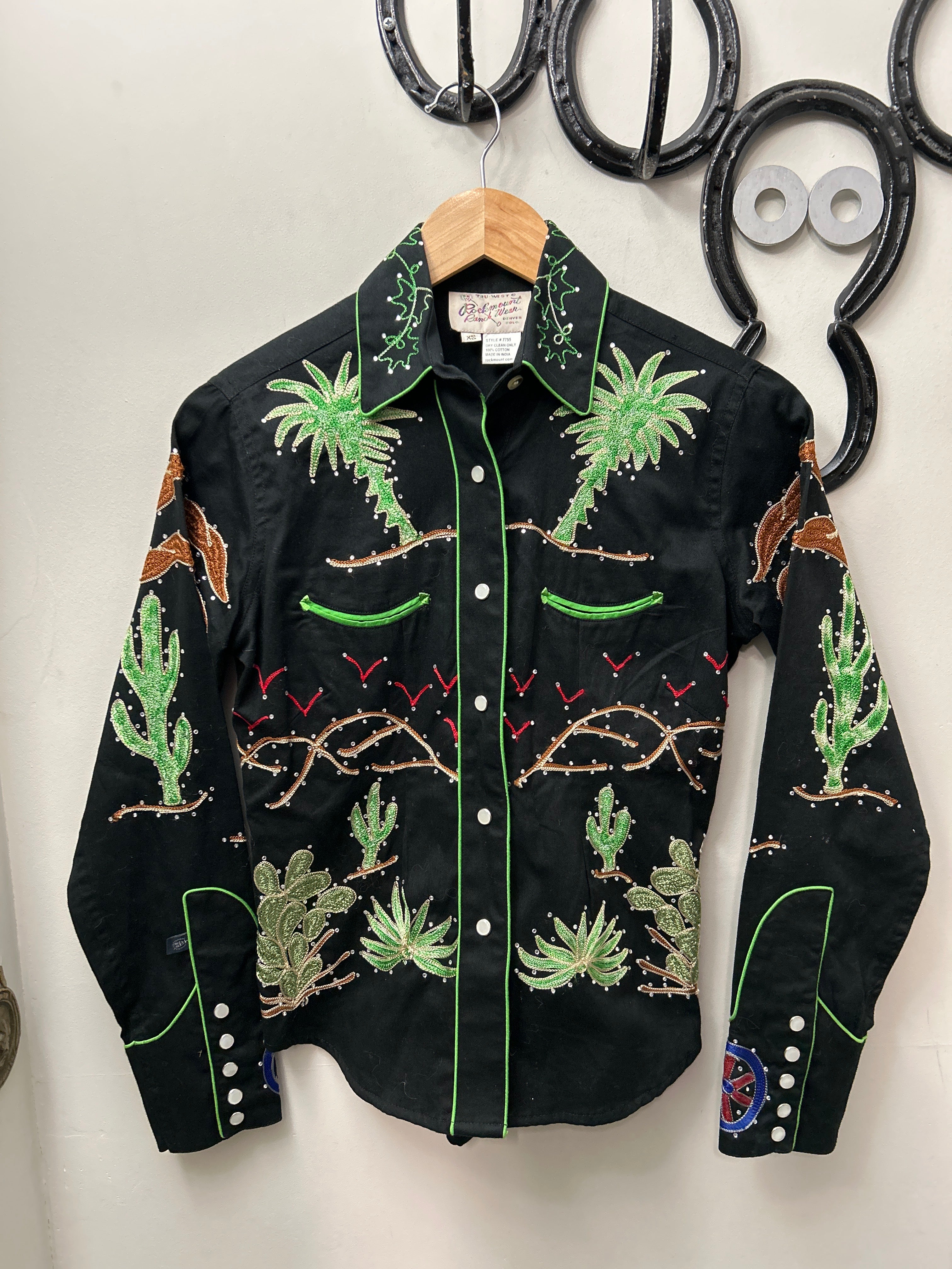 Women's Embroidered Western Shirt XS Black-Western Shirt-Consignment-Evolution Equestrian Co.