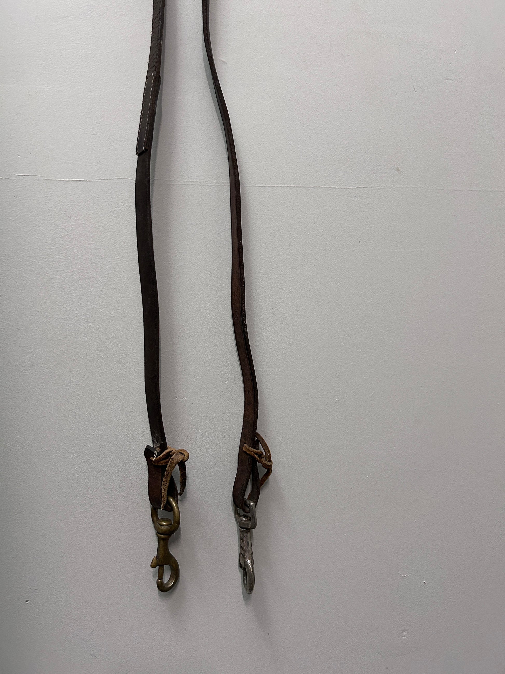 Rolled Leather Roper Reins Brown-Western Reins-Consignment-Evolution Equestrian Co.