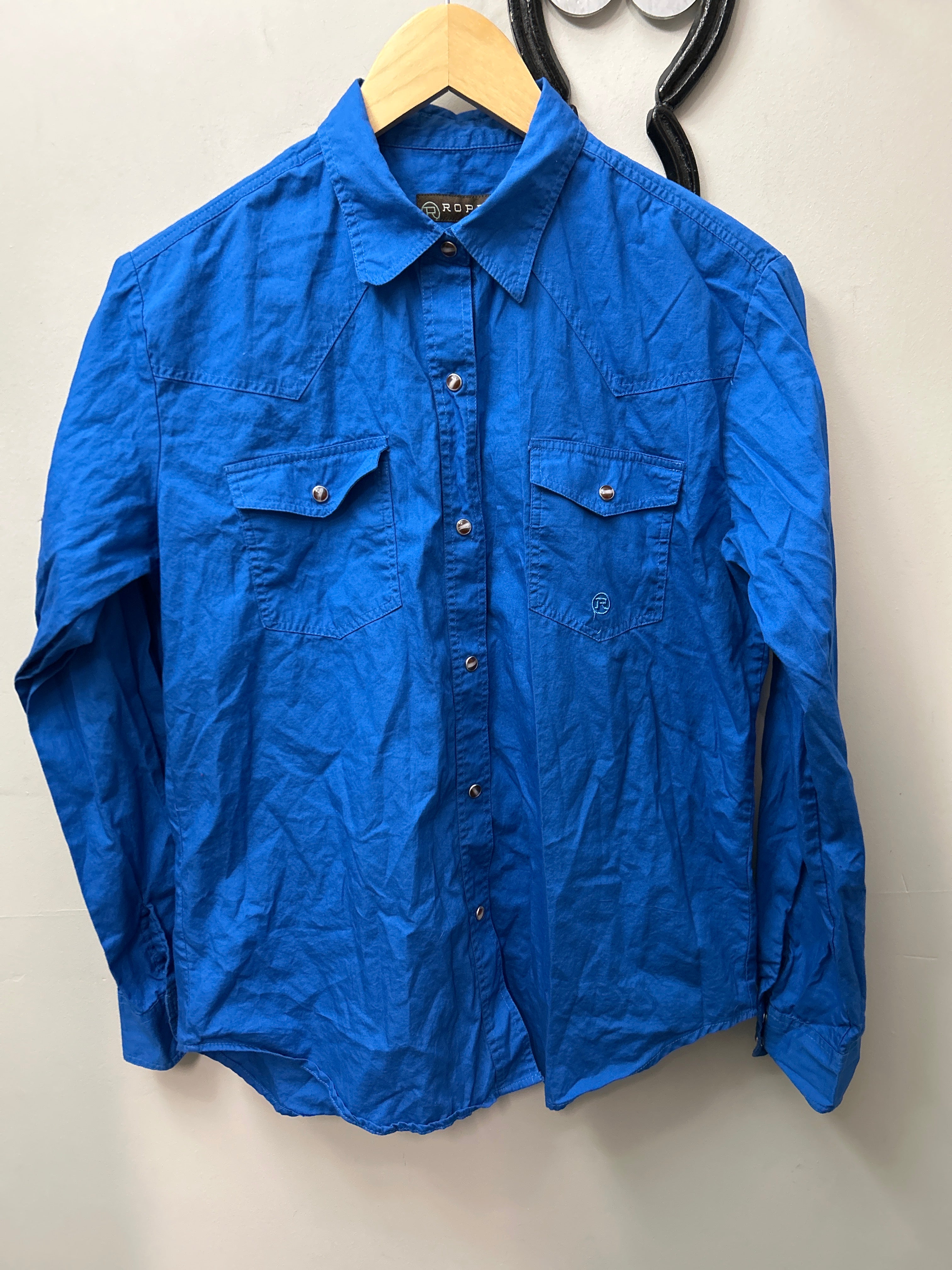Roper Royal Blue Western Shirt Medium-Western Shirt-Consignment-Evolution Equestrian Co.