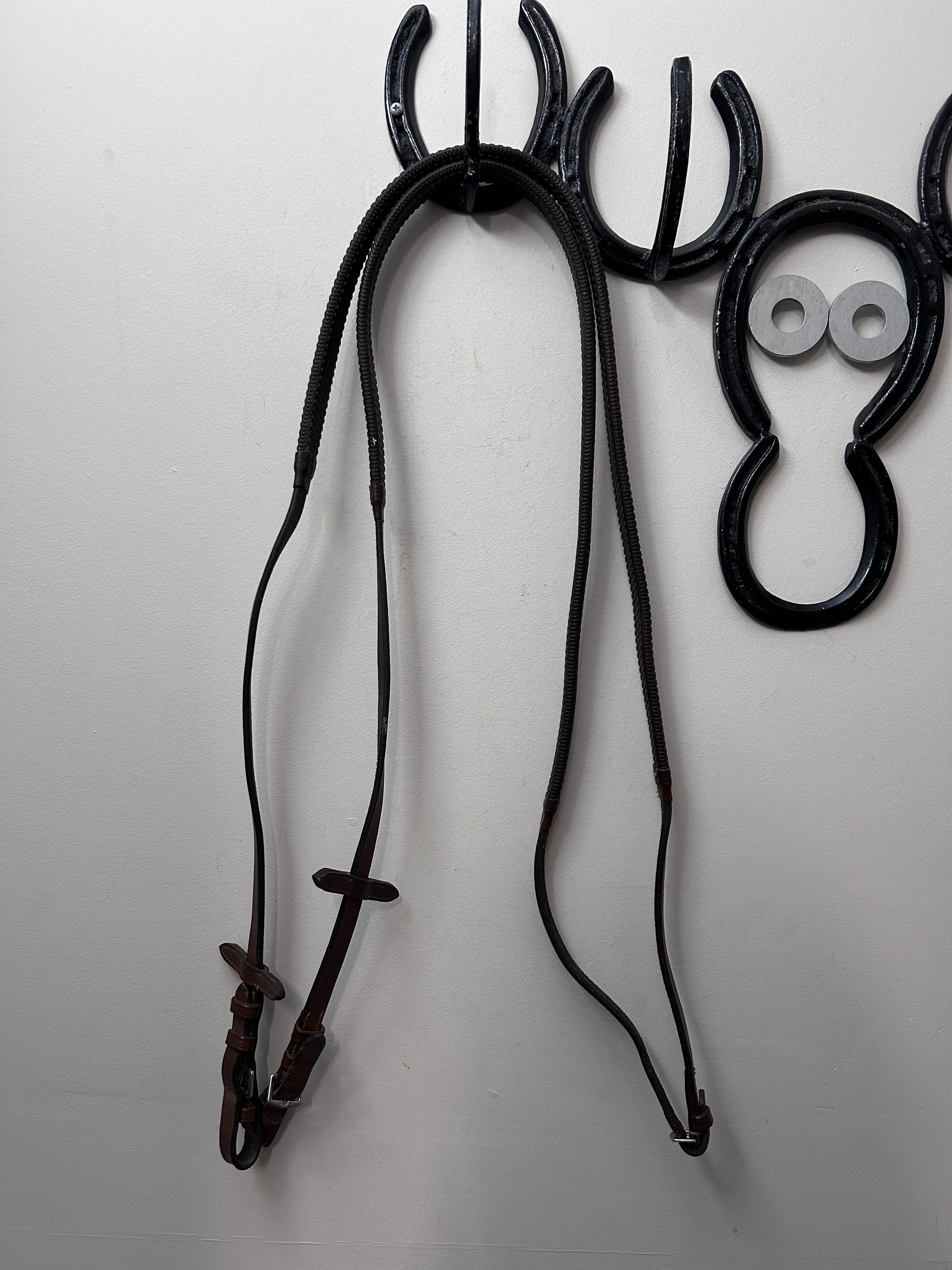 Rubber Rein Brown-English Reins-Consignment-Evolution Equestrian Co.