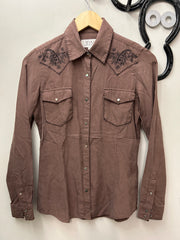 Ryan Michael Button Down Shirt Brown XS-Apparel-Consignment-Evolution Equestrian Co.