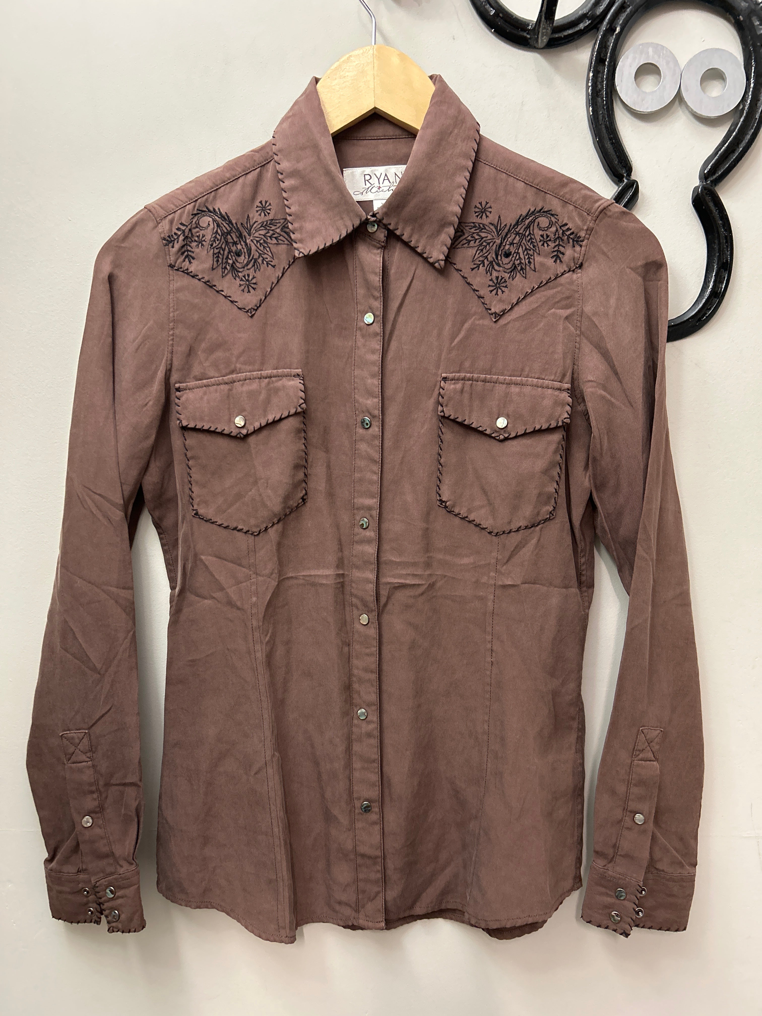 Ryan Michael Button Down Shirt Brown XS-Apparel-Consignment-Evolution Equestrian Co.