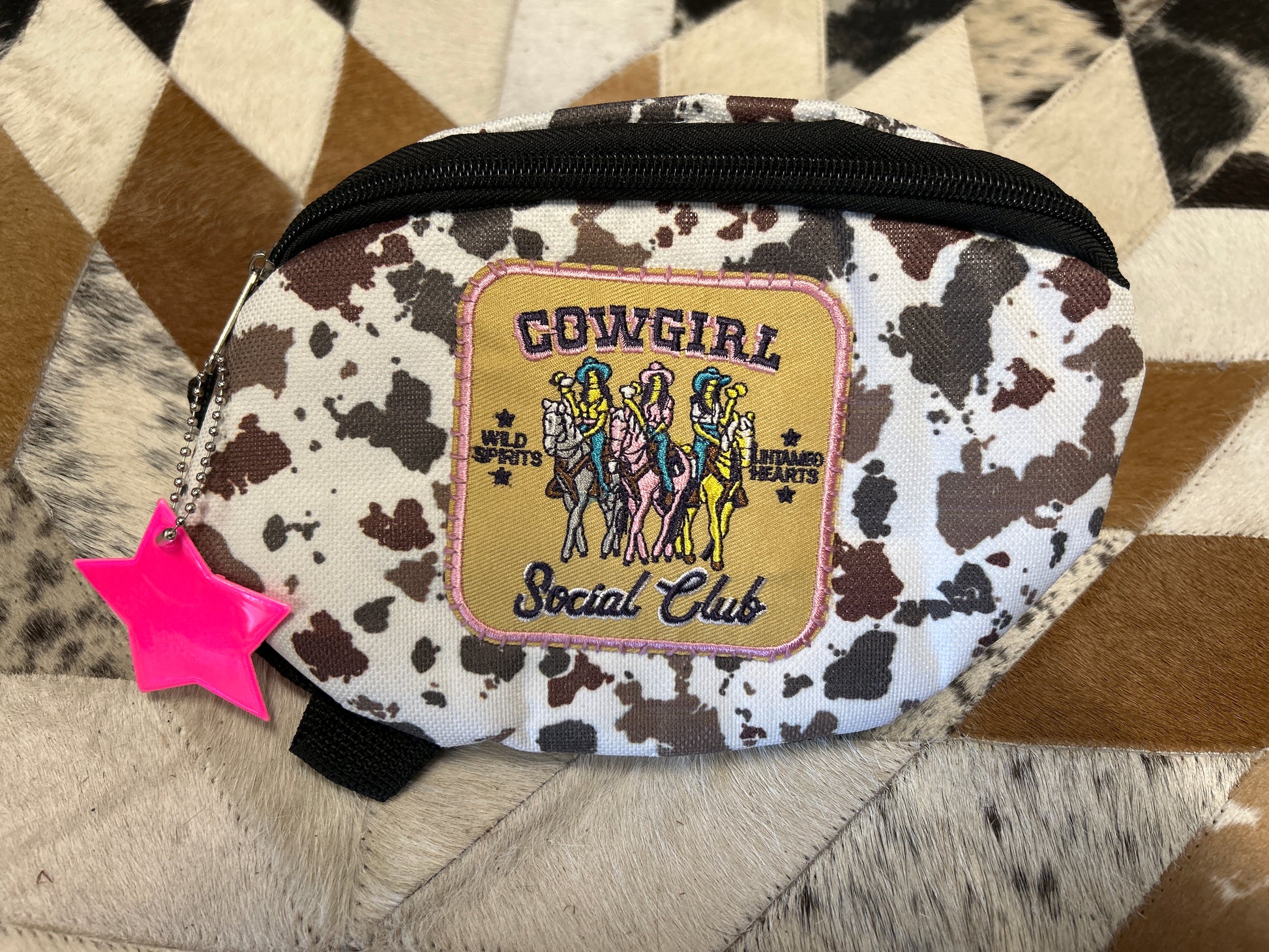Saddle Sacks-Saddle Bags-Evolution Equestrian Co.-Longhorn - Cowgirl Social Club Tan/Pink-Evolution Equestrian Co.