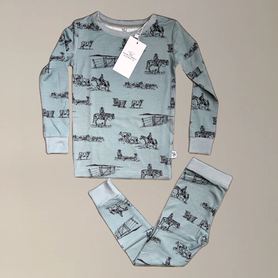 Sage West Clothing Co. Prairie Cowboy Toddler Sleepwear Set-Child Clothing-Sage West Clothing Co.-3T-Evolution Equestrian Co.