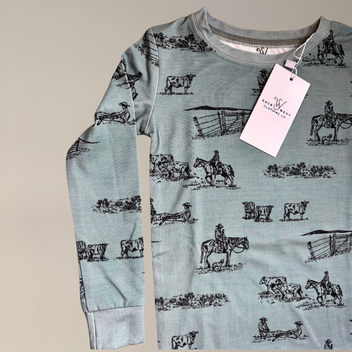 Sage West Clothing Co. Prairie Cowboy Toddler Sleepwear Set-Child Clothing-Sage West Clothing Co.-4T-Evolution Equestrian Co.