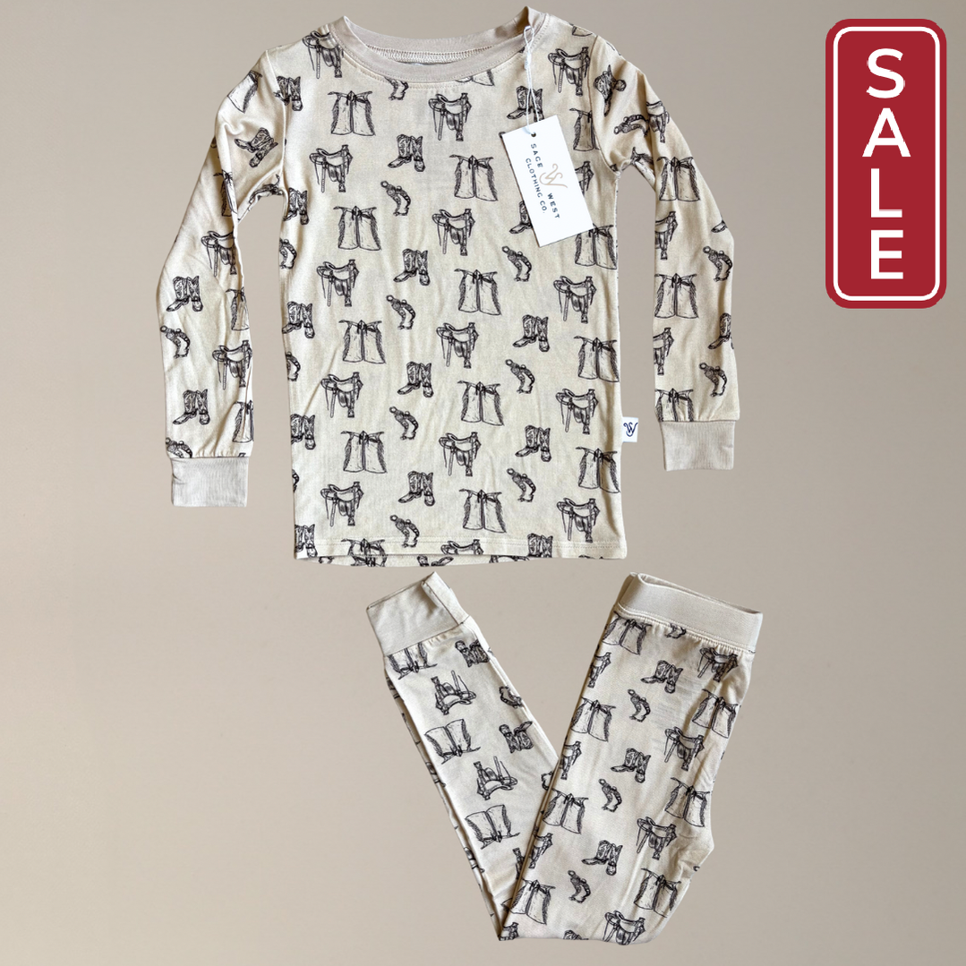Sage West Clothing Co. Tack Room Toddler Sleepwear Set-Child Clothing-Sage West Clothing Co.-Cream-18-24 months-Evolution Equestrian Co.