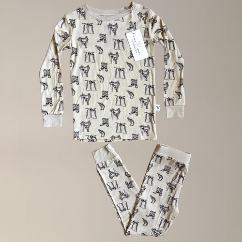 Sage West Clothing Co. Tack Room Toddler Sleepwear Set-Child Clothing-Sage West Clothing Co.-Cream-18-24 months-Evolution Equestrian Co.