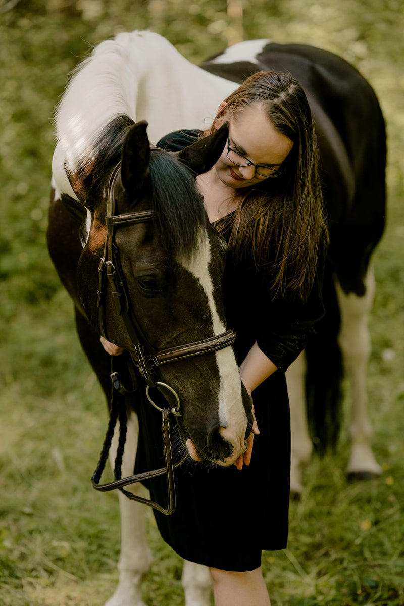 A girl and her horse Piebald Paint English Horse