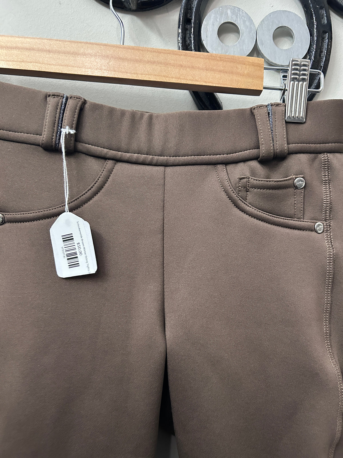 Schockemohle Brown Winter Riding Tights 24-Breeches-Consignment-Evolution Equestrian Co.