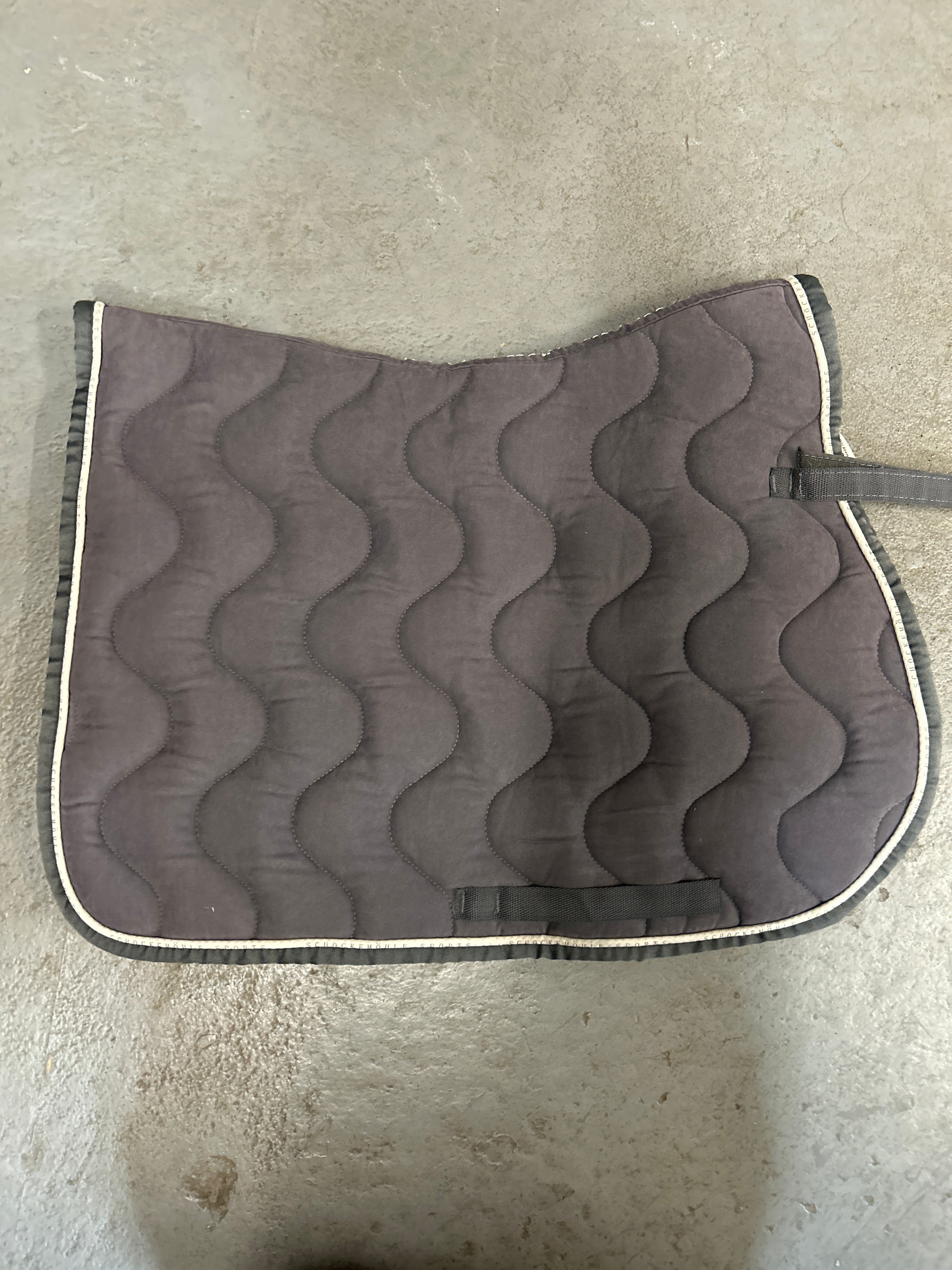 Schockemohle Sports Grey Cotton English Saddle Pad-English Saddle Pad-Consignment-Evolution Equestrian Co.