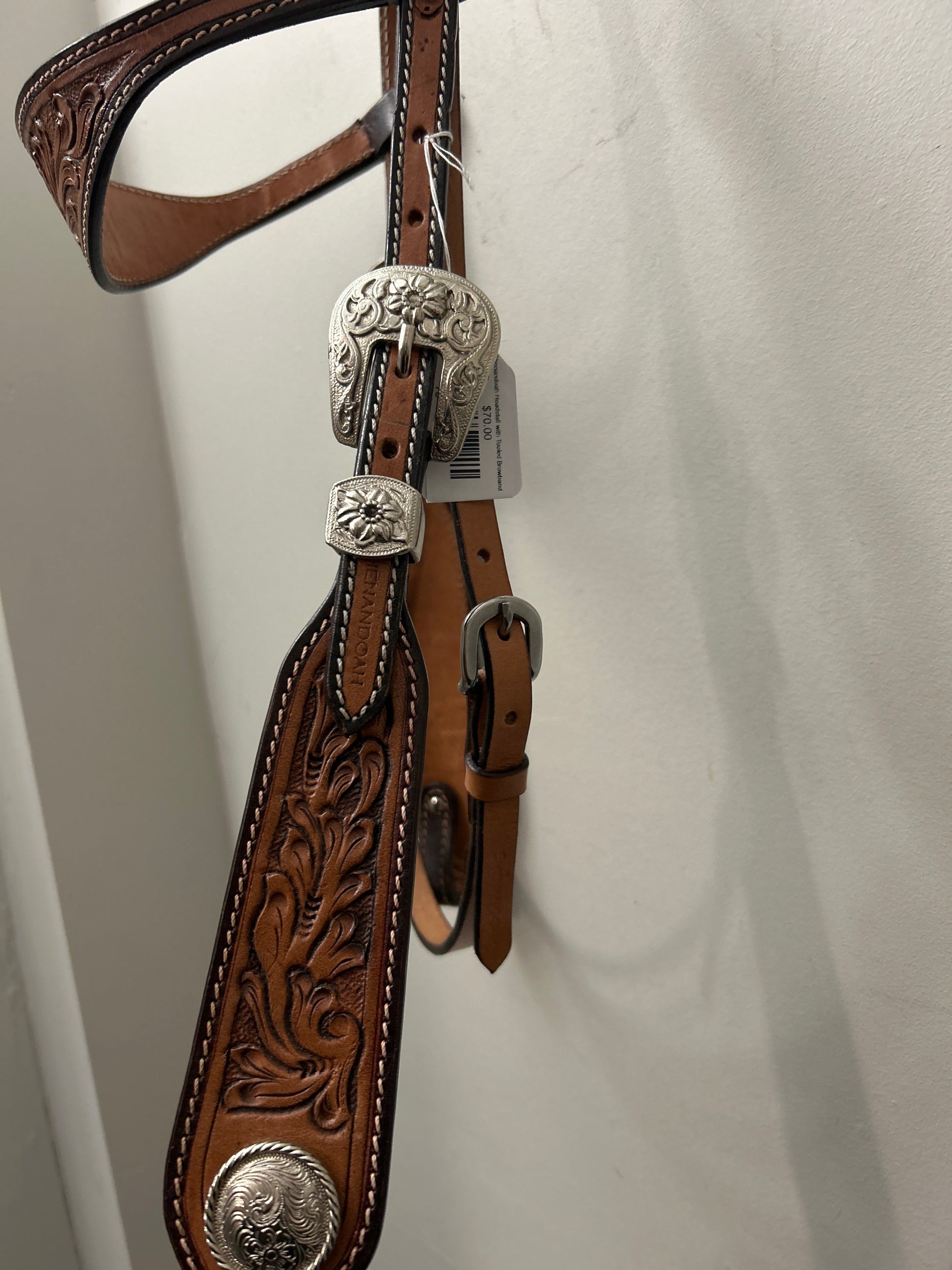 Shenandoah Headstall with Tooled Browband-Western Tack-Consignment-Evolution Equestrian Co.