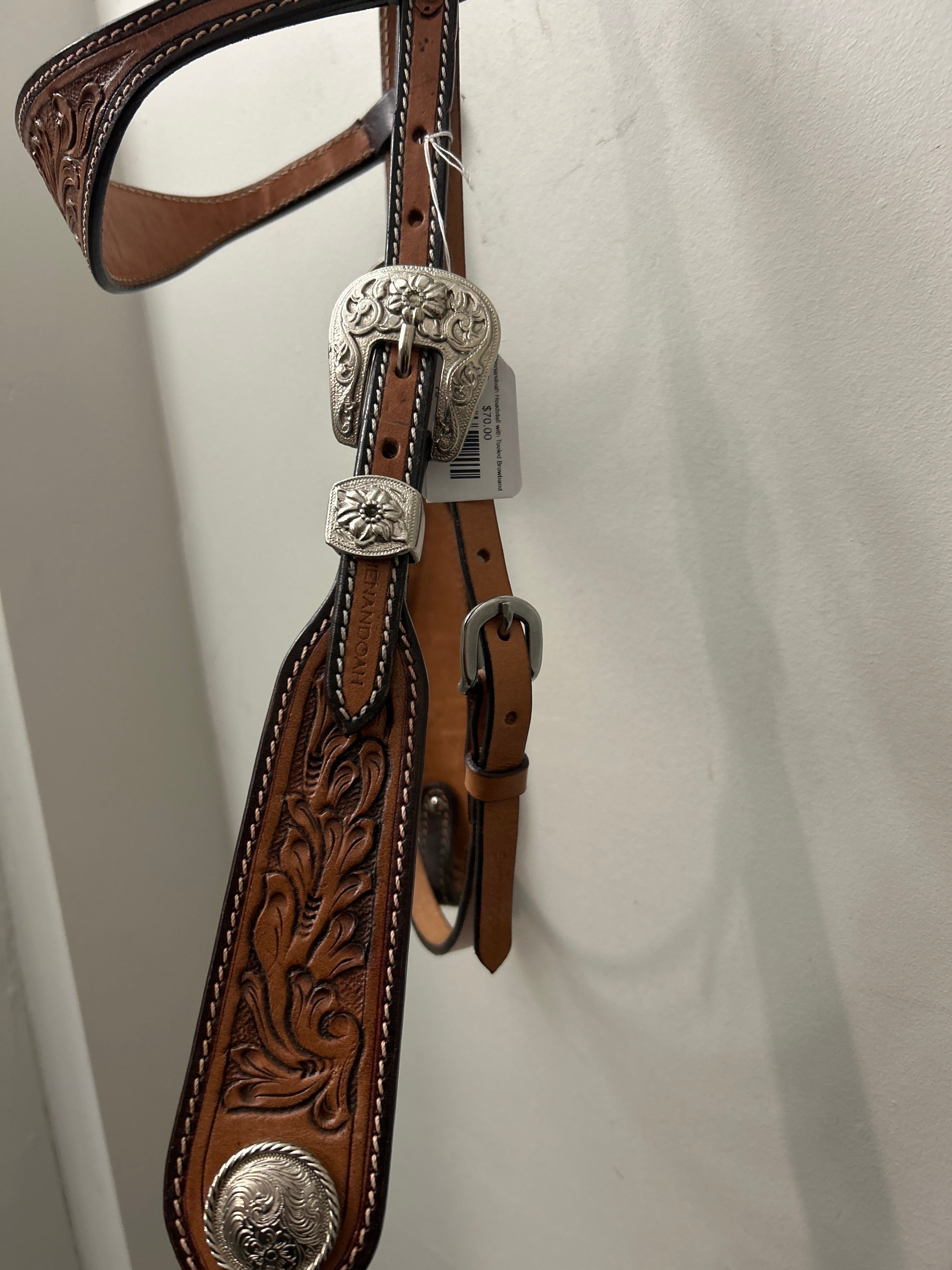 Shenandoah Headstall with Tooled Browband-Western Tack-Consignment-Evolution Equestrian Co.