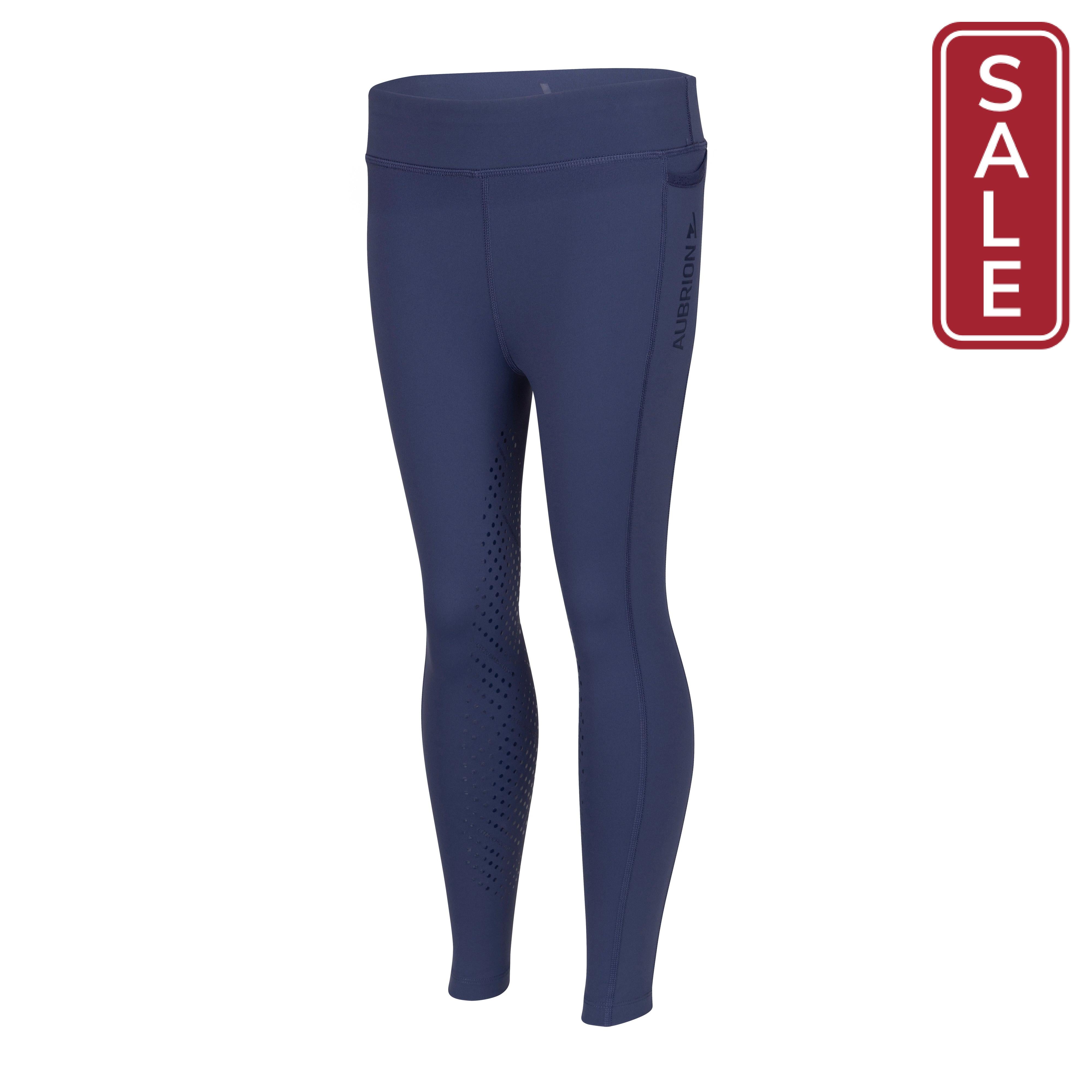 Shires Aubrion Kid's React Non-Stop Tights-Breeches-Pegasus-Midnight-7-8 Years-Evolution Equestrian Co.