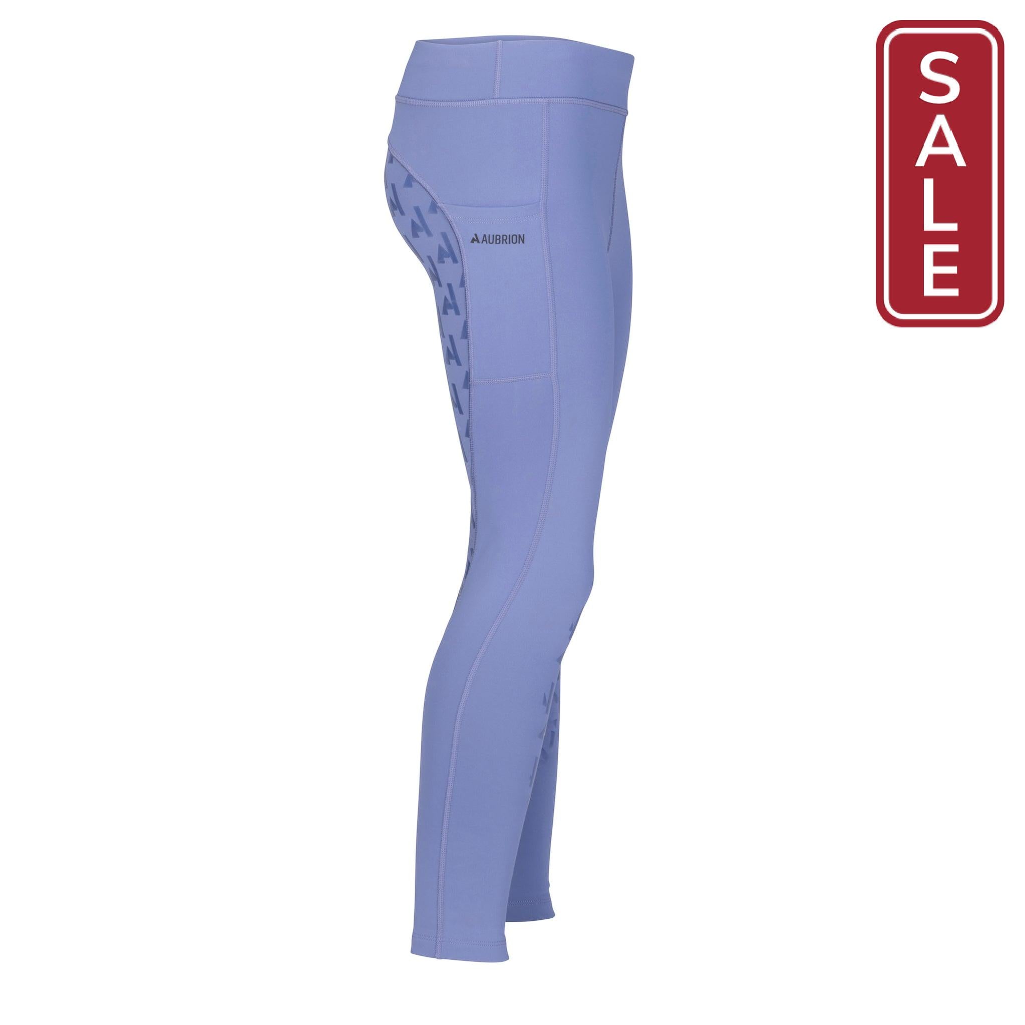 Shires Aubrion Kids Shield Winter Riding Tights-Breeches-Pegasus-Sky Blue-7-8 Years Old-Evolution Equestrian Co.