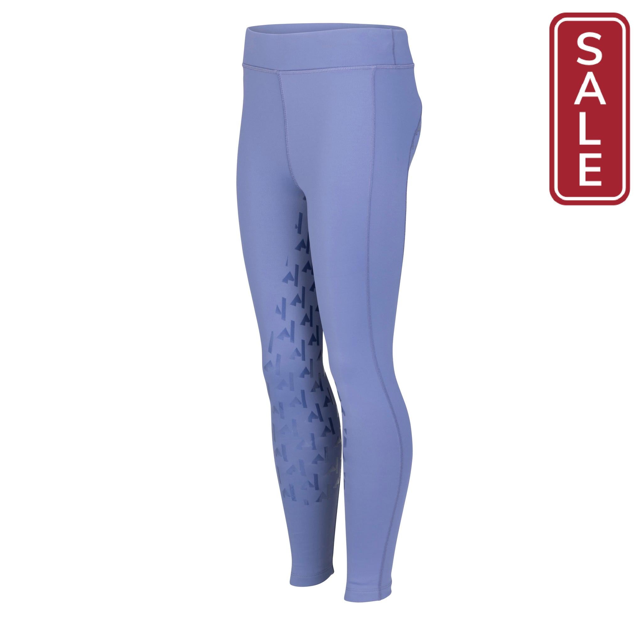 Shires Aubrion Kids Shield Winter Riding Tights-Breeches-Pegasus-Sky Blue-7-8 Years Old-Evolution Equestrian Co.