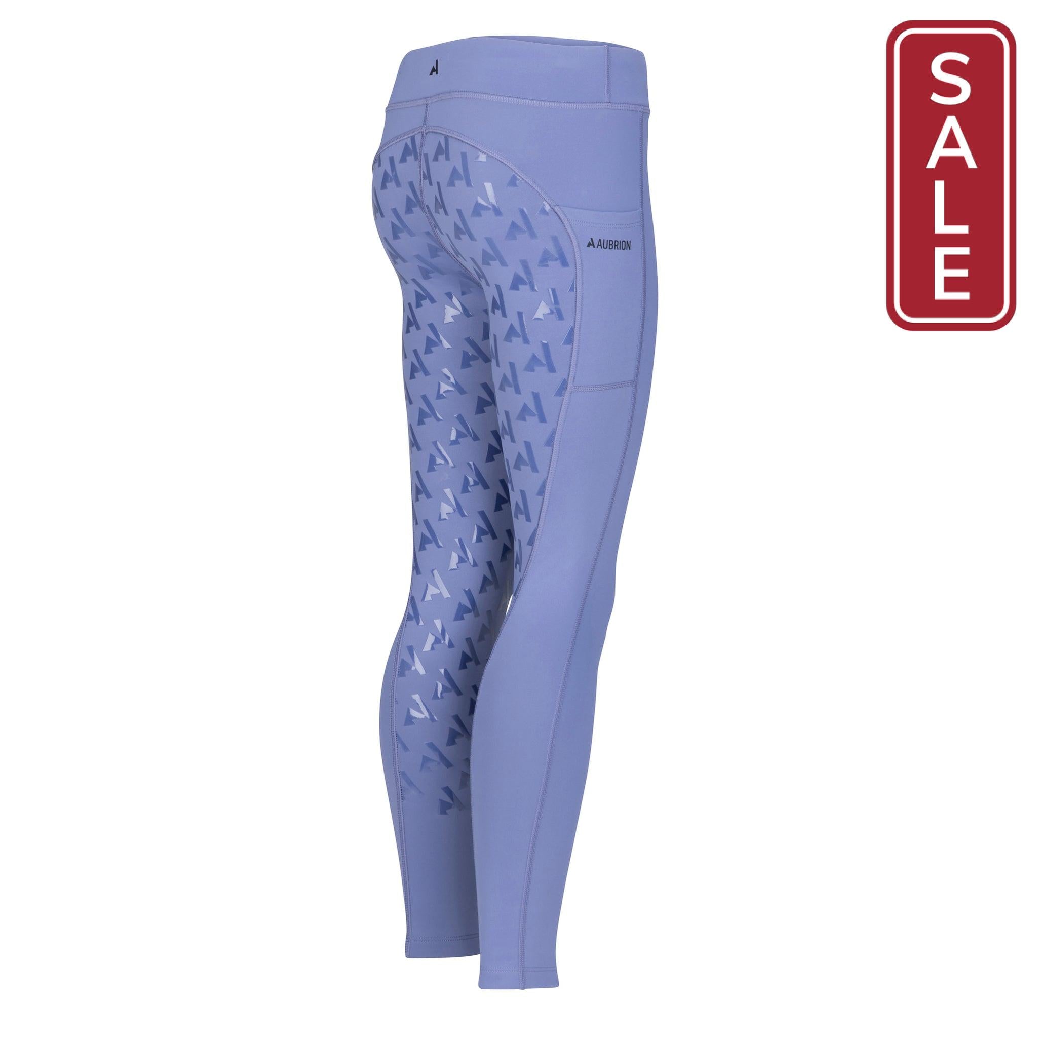 Shires Aubrion Kids Shield Winter Riding Tights-Breeches-Pegasus-Sky Blue-7-8 Years Old-Evolution Equestrian Co.