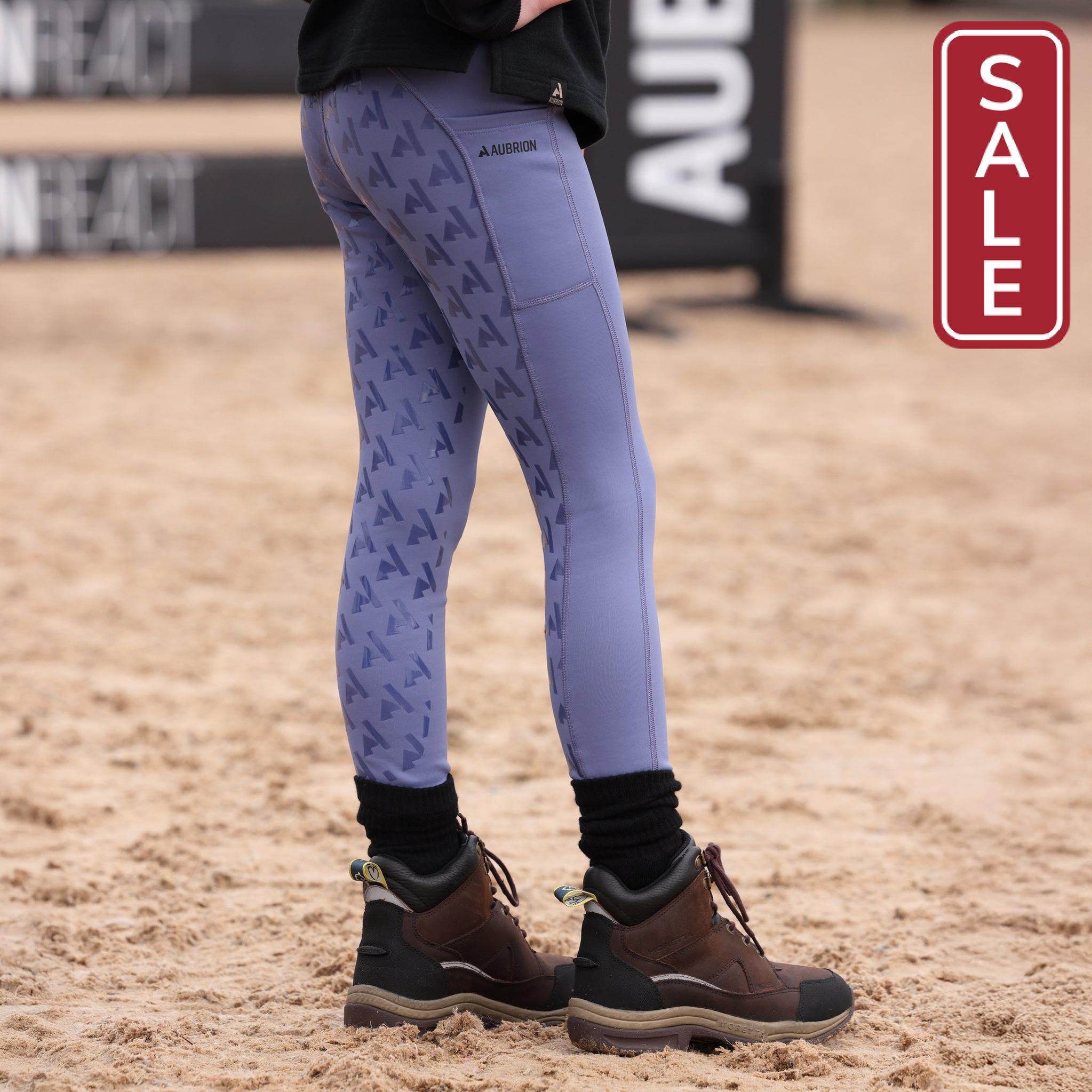 Shires Aubrion Kids Shield Winter Riding Tights-Breeches-Pegasus-Sky Blue-7-8 Years Old-Evolution Equestrian Co.