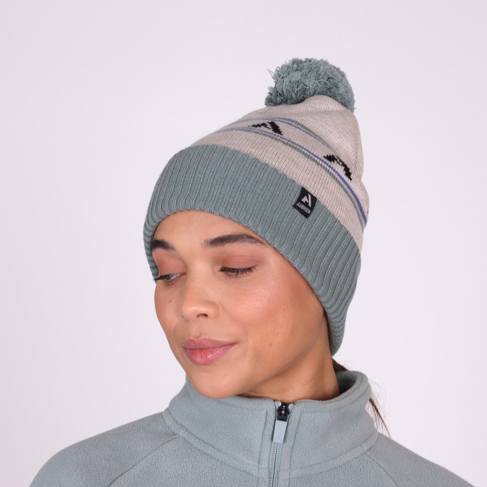Shires Aubrion React Bobble Hat-Hat-Pegasus-Sky/Shadow-Evolution Equestrian Co.