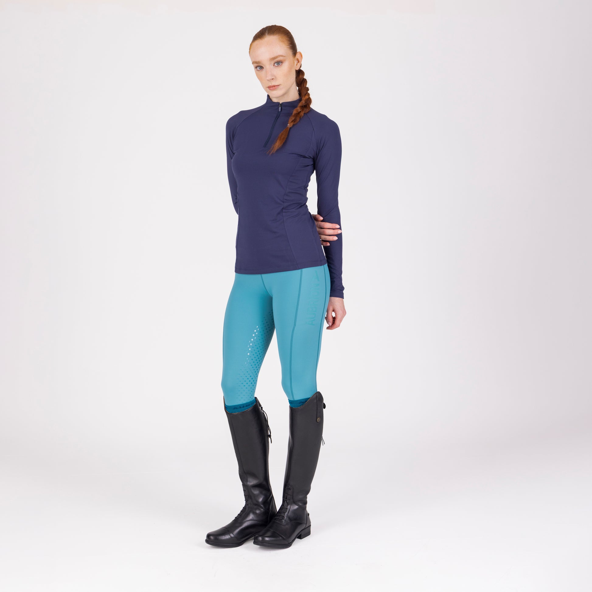 Shires Aubrion React Long Sleeve Shirt-Riding Shirts-Pegasus-Midnight-XXSmall-Evolution Equestrian Co.