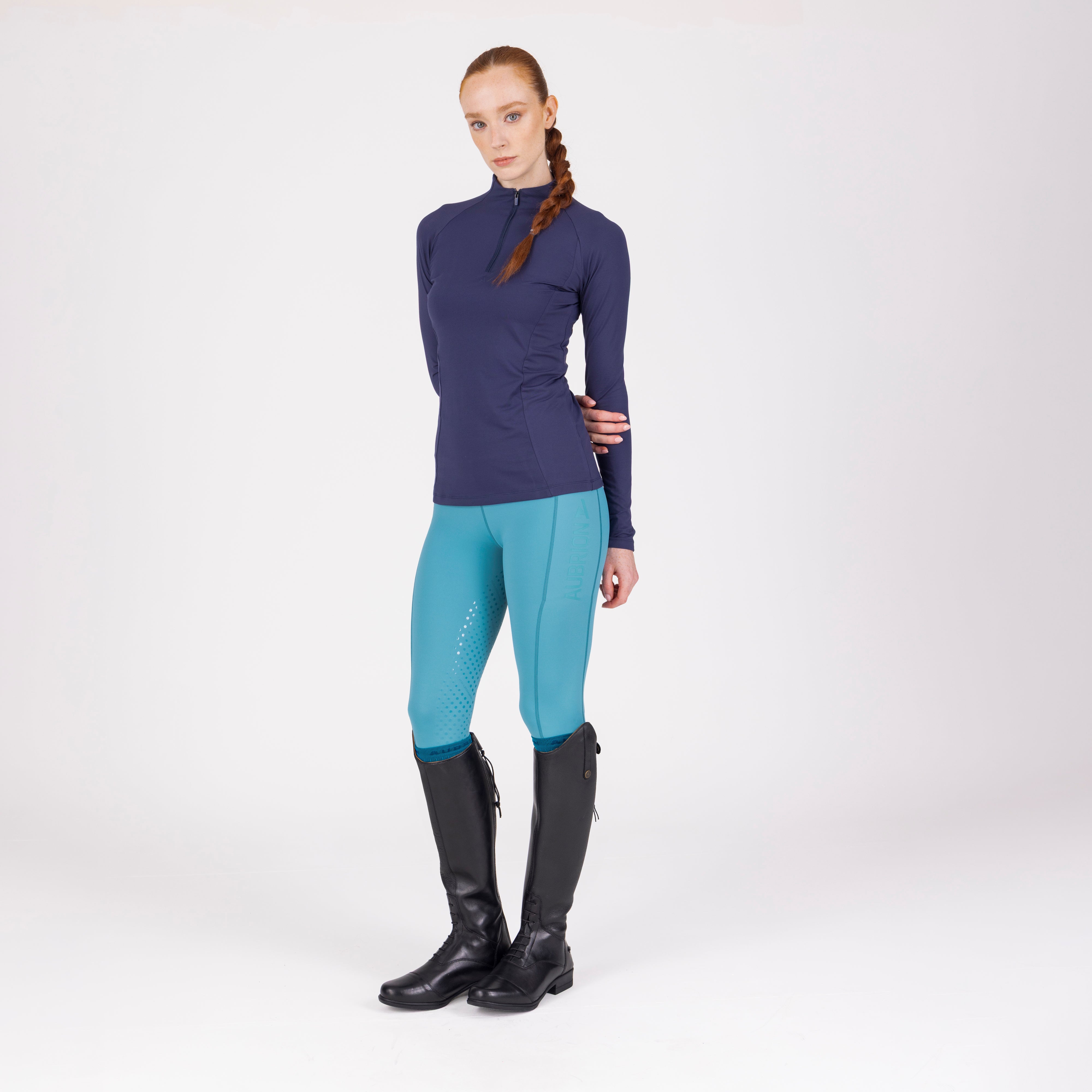 Shires Aubrion React Long Sleeve Shirt-Riding Shirts-Pegasus-Midnight-XXSmall-Evolution Equestrian Co.