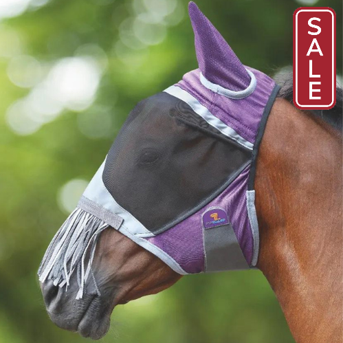 Shires Deluxe Fly Mask with Ears and Nose Fringe-Fly Mask-Pegasus-Pony-Purple-Evolution Equestrian Co.