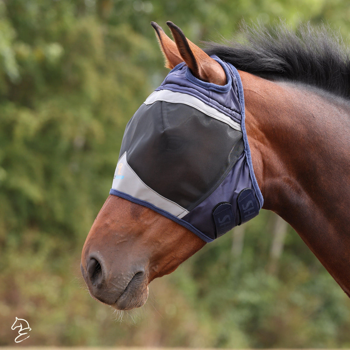 Shires Fine Mesh Fly Mask with Ear Holes-Fly Mask-Pegasus-Small Pony-Jet Black-Evolution Equestrian Co.