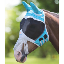 Load image into Gallery viewer, Shires Fine Mesh Fly Mask with Ears &amp; Nose Fringe-Fly Mask-Pegasus-Teal-XSmall Pony-Evolution Equestrian Co.
