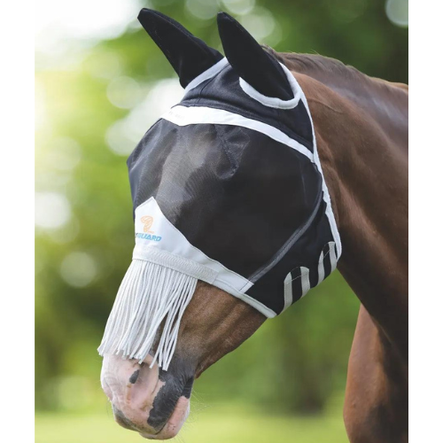 Shires Fine Mesh Fly Mask with Ears & Nose Fringe-Fly Mask-Pegasus-Black-XSmall Pony-Evolution Equestrian Co.
