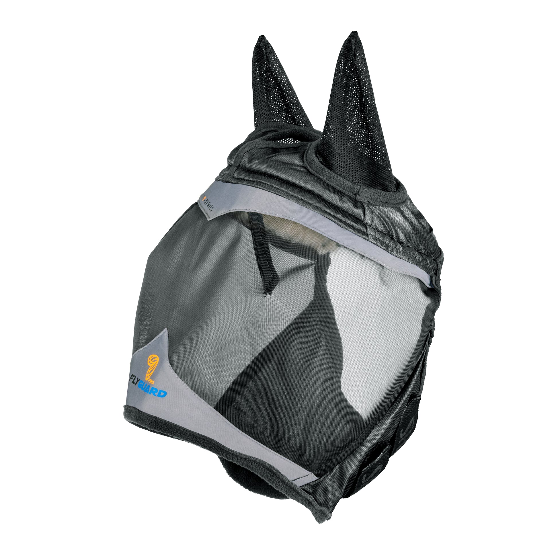 Shires FlyGuard Pro Fine Mesh Fly Mask with Ears-Fly Mask-Pegasus-Jet Black-Cob-Evolution Equestrian Co.